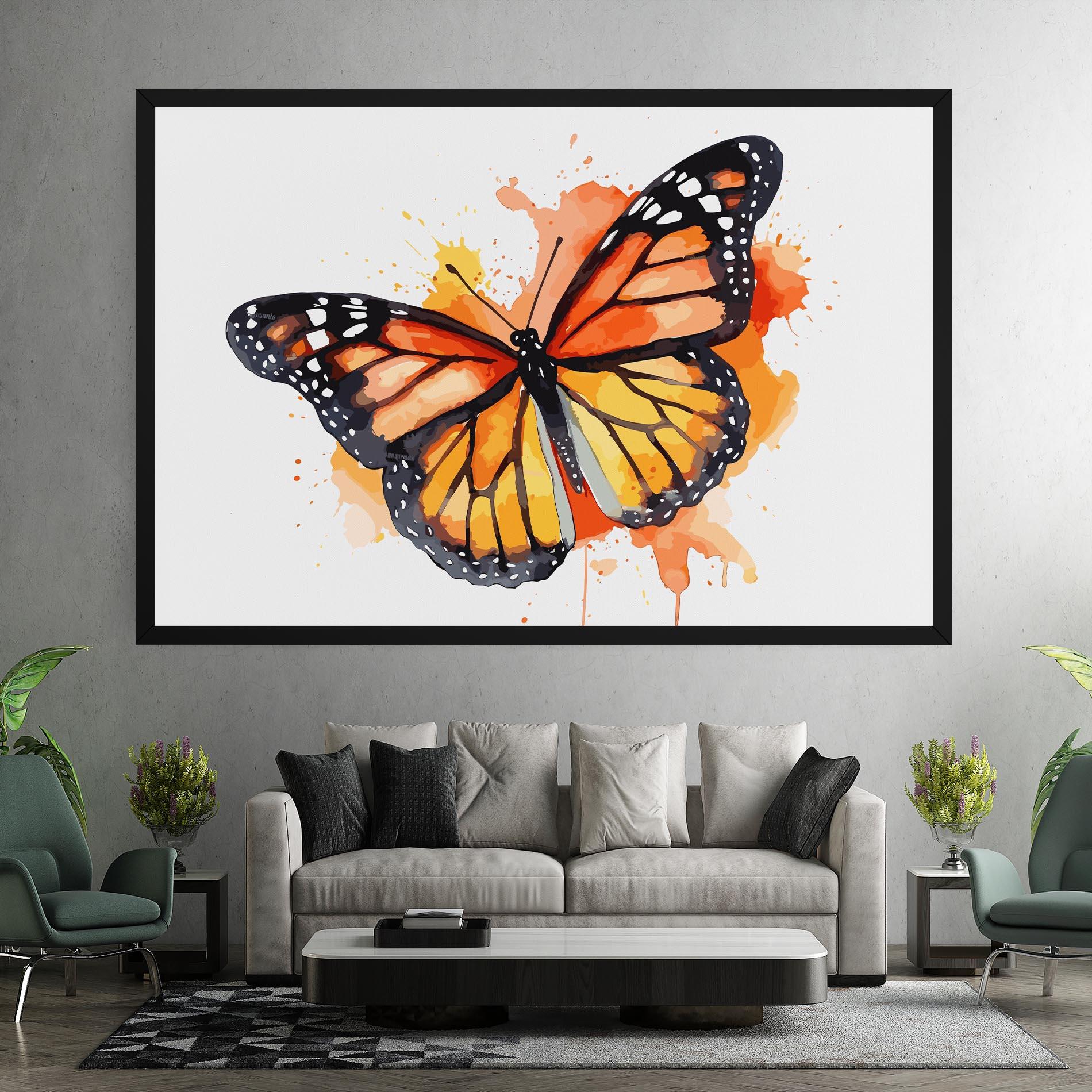 Картина на платно Orange Watercolor Butterfly mockup 7