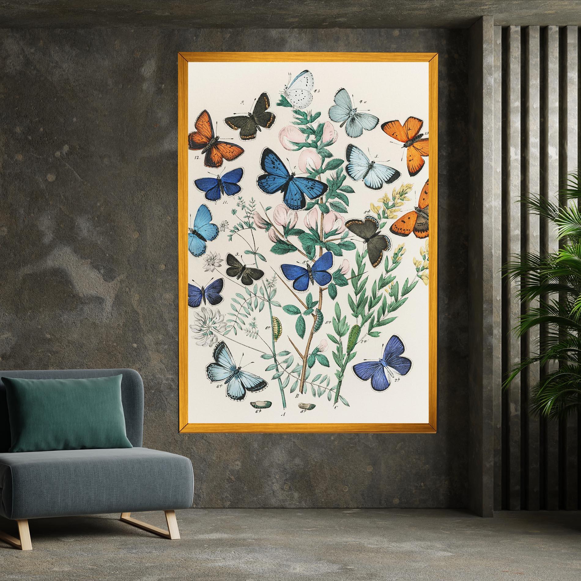 Картина на платно Blue Orange Butterflies mockup 7