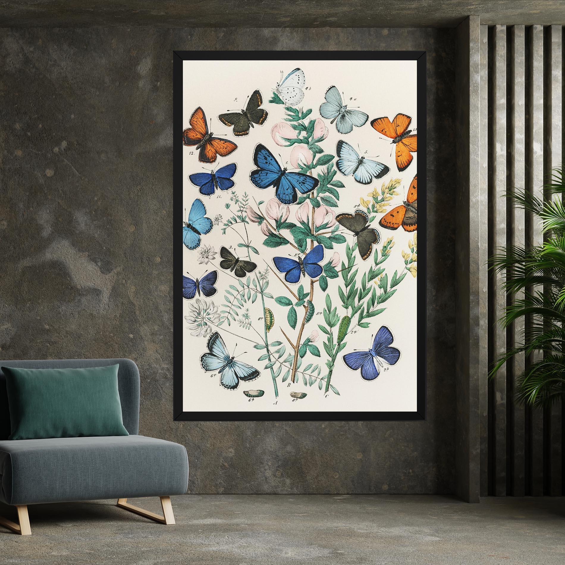 Картина на платно Blue Orange Butterflies mockup 7