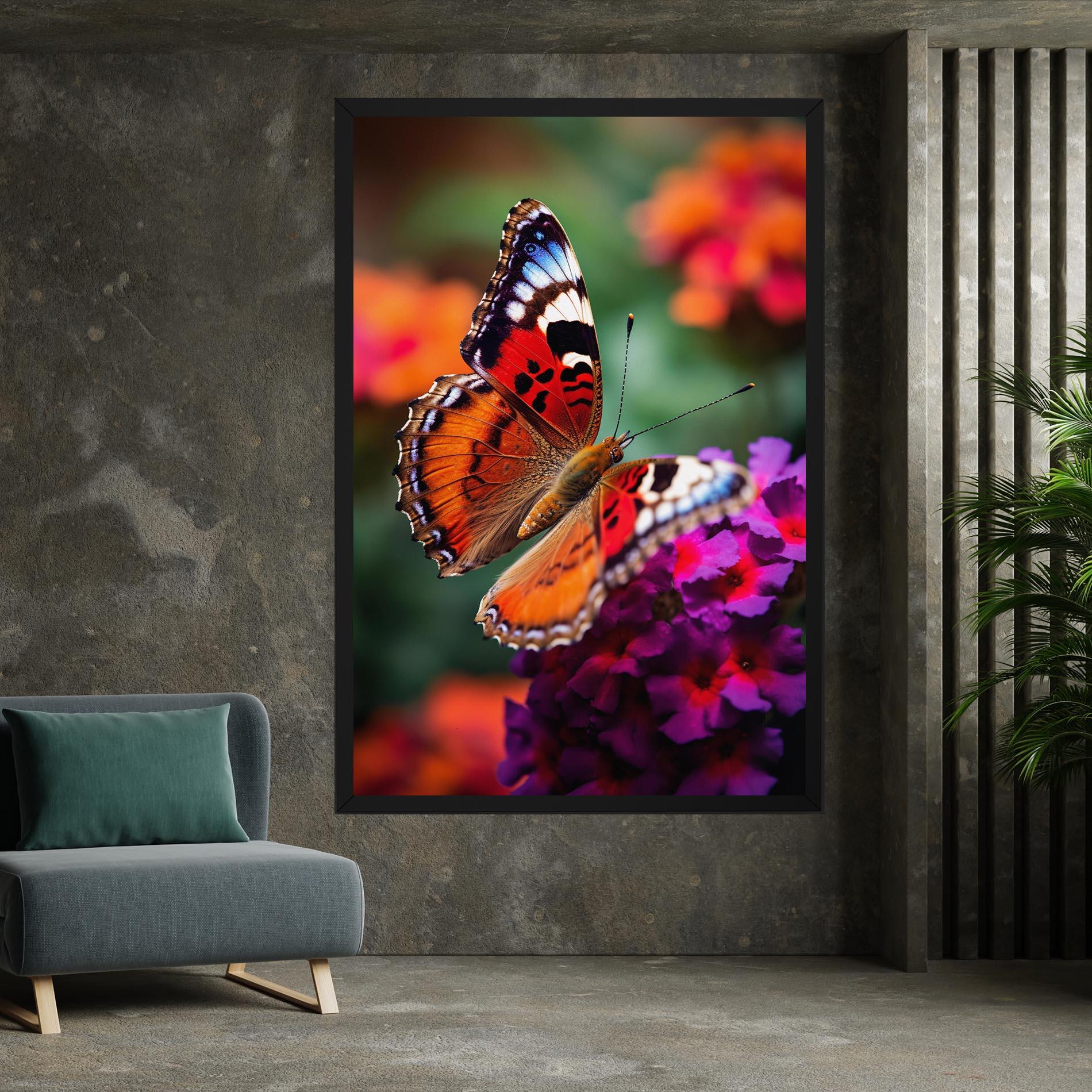 Картина на платно Red Blue Butterfly mockup 7