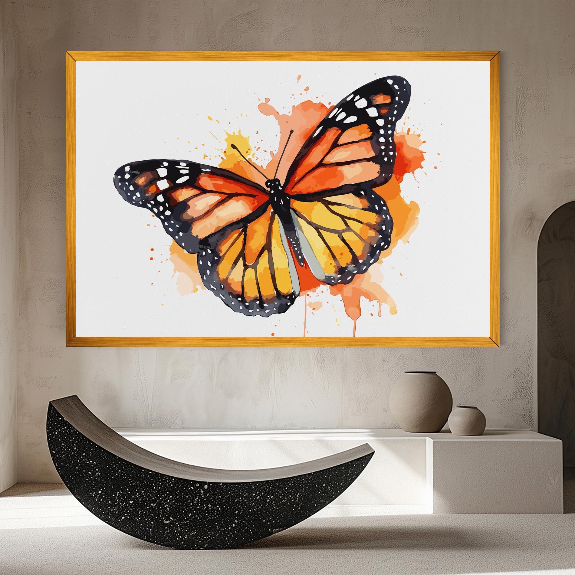 Картина на платно Orange Watercolor Butterfly mockup 8