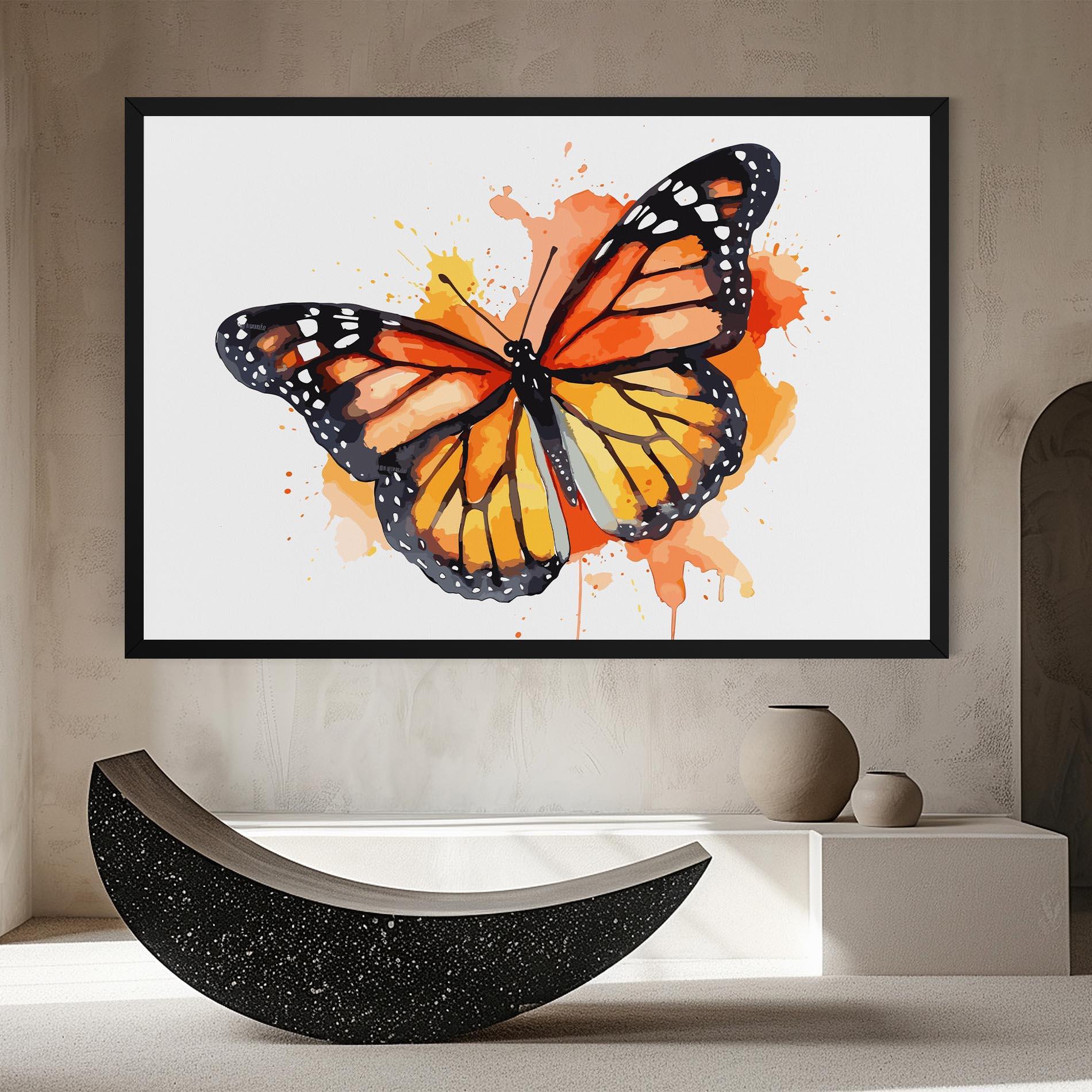 Картина на платно Orange Watercolor Butterfly mockup 8