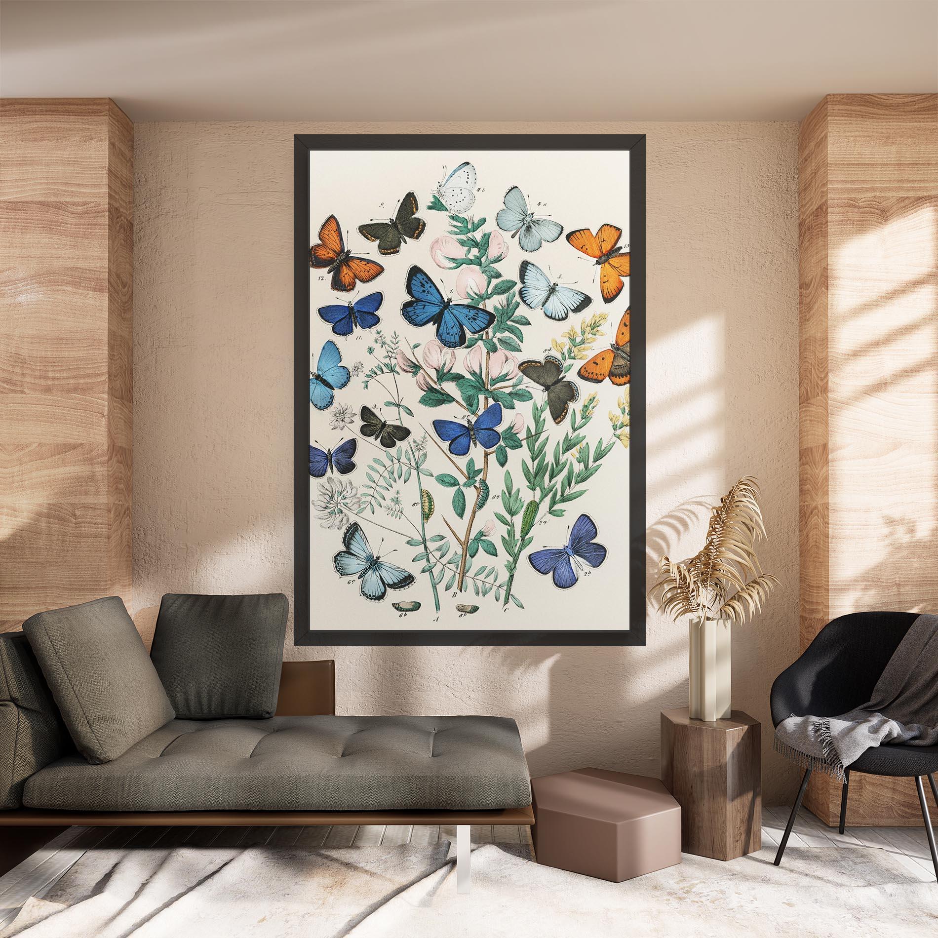 Картина на платно Blue Orange Butterflies mockup 8