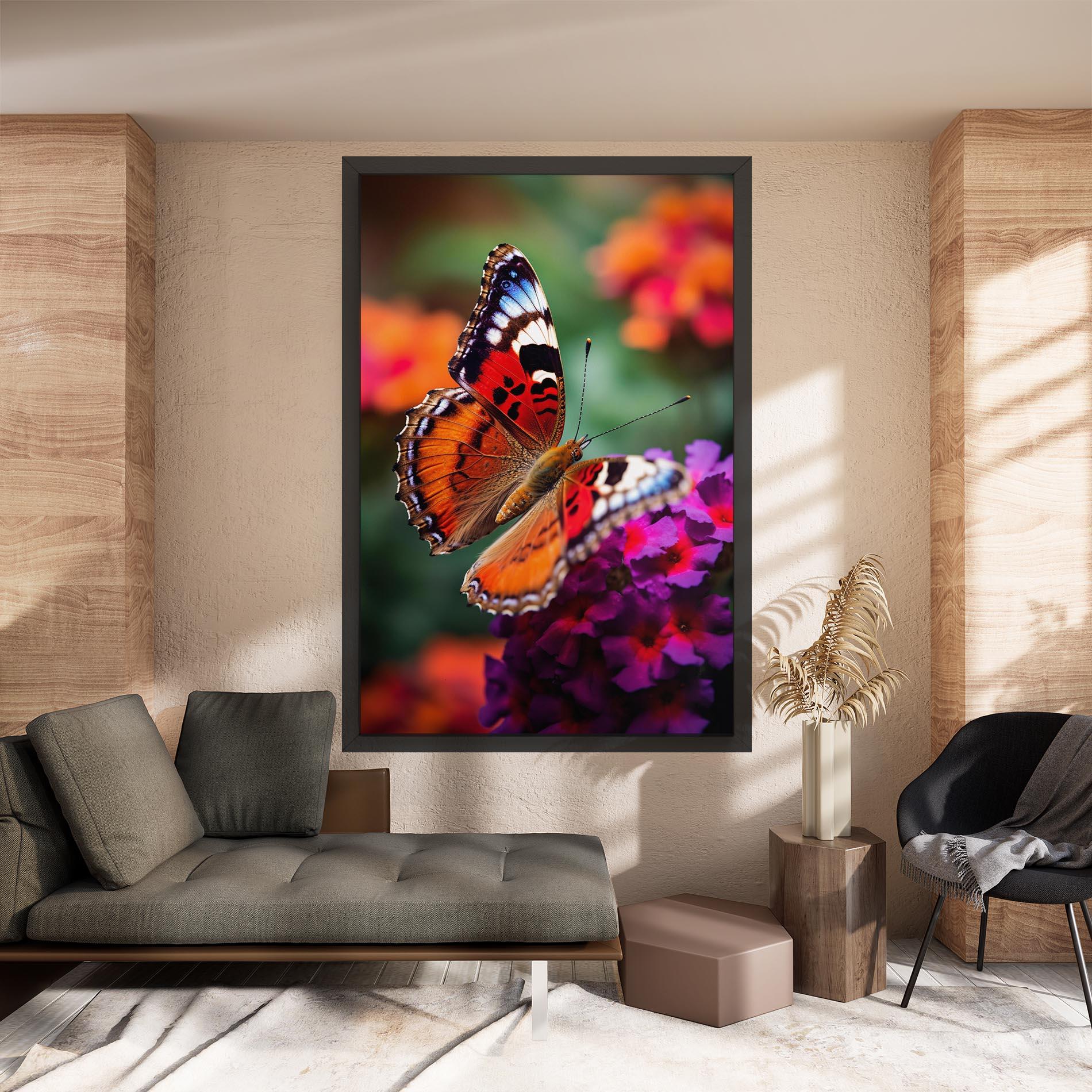 Картина на платно Red Blue Butterfly mockup 8