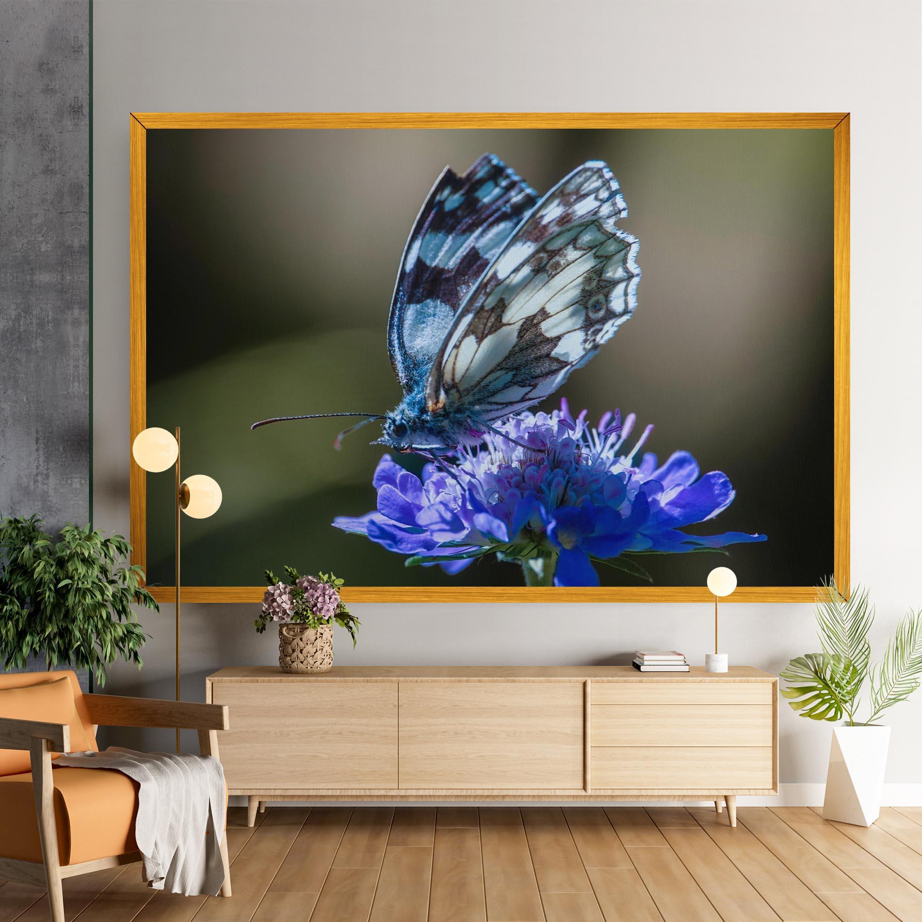 Картина на платно Blue Butterfly In Nature mockup 9