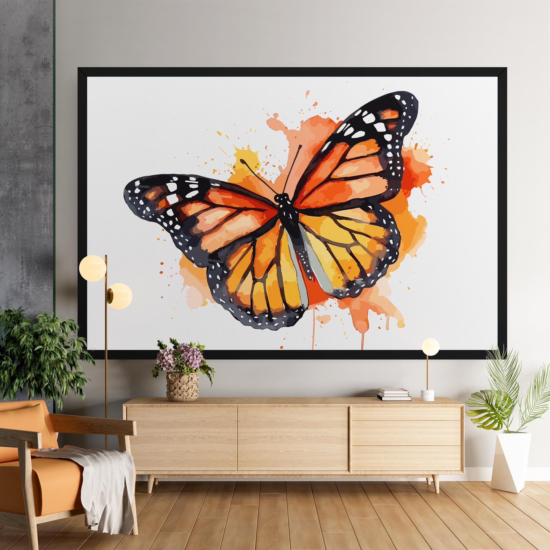 Картина на платно Orange Watercolor Butterfly mockup 9