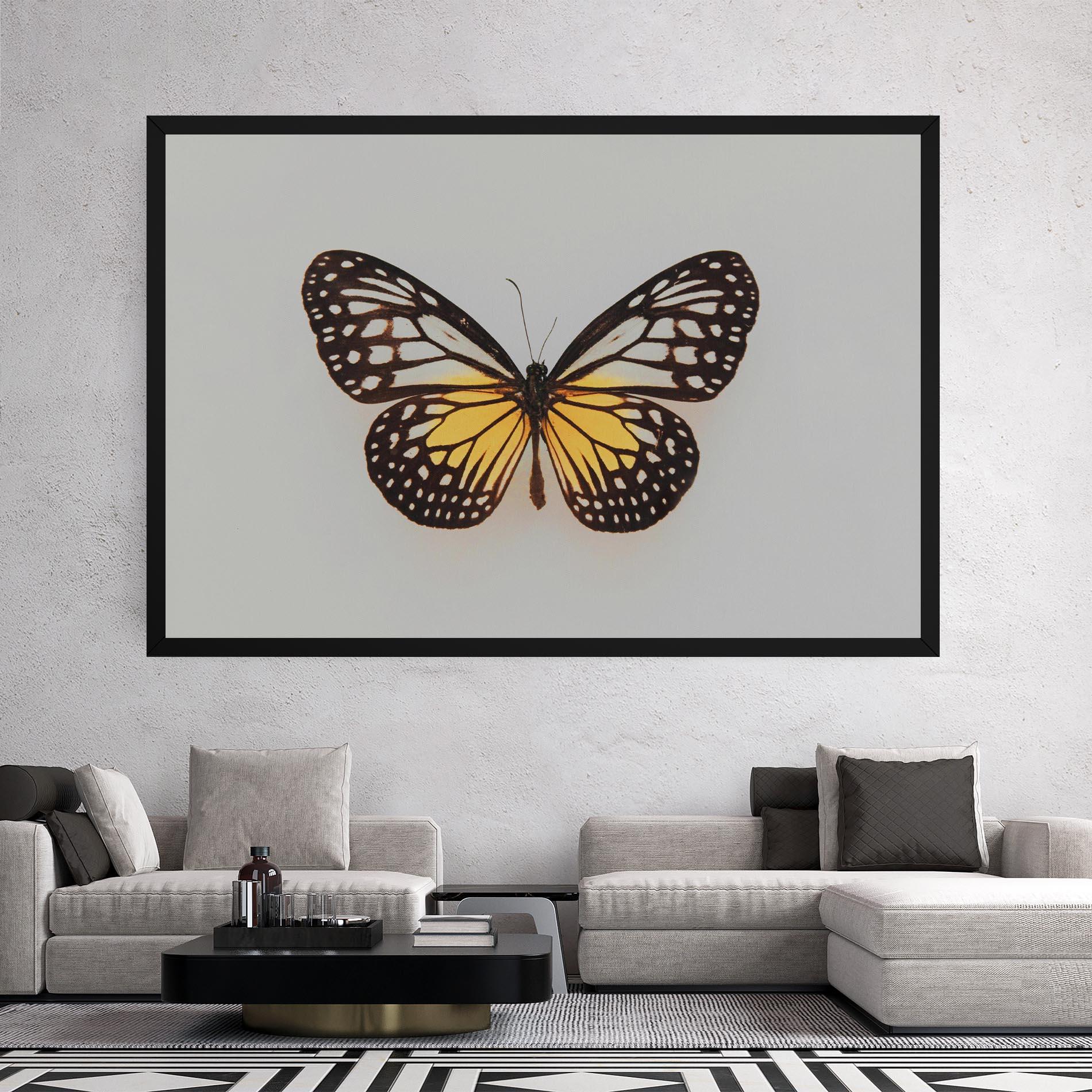 Картина на платно Butterfly On Grey mockup 2