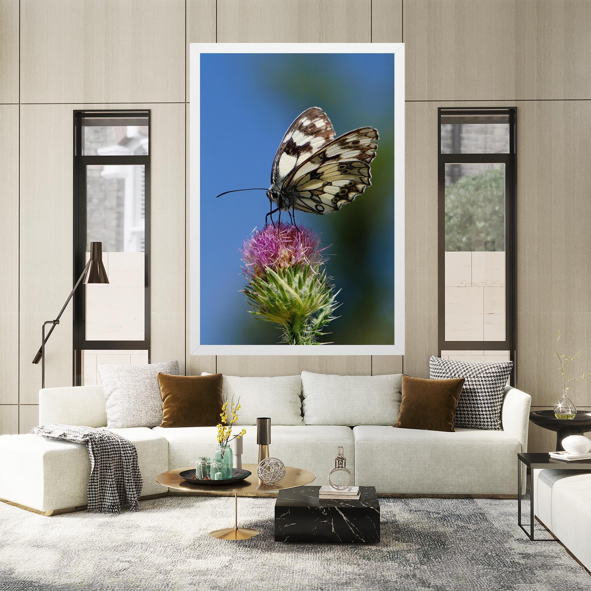 Картина на платно Grey White Butterfly mockup 2