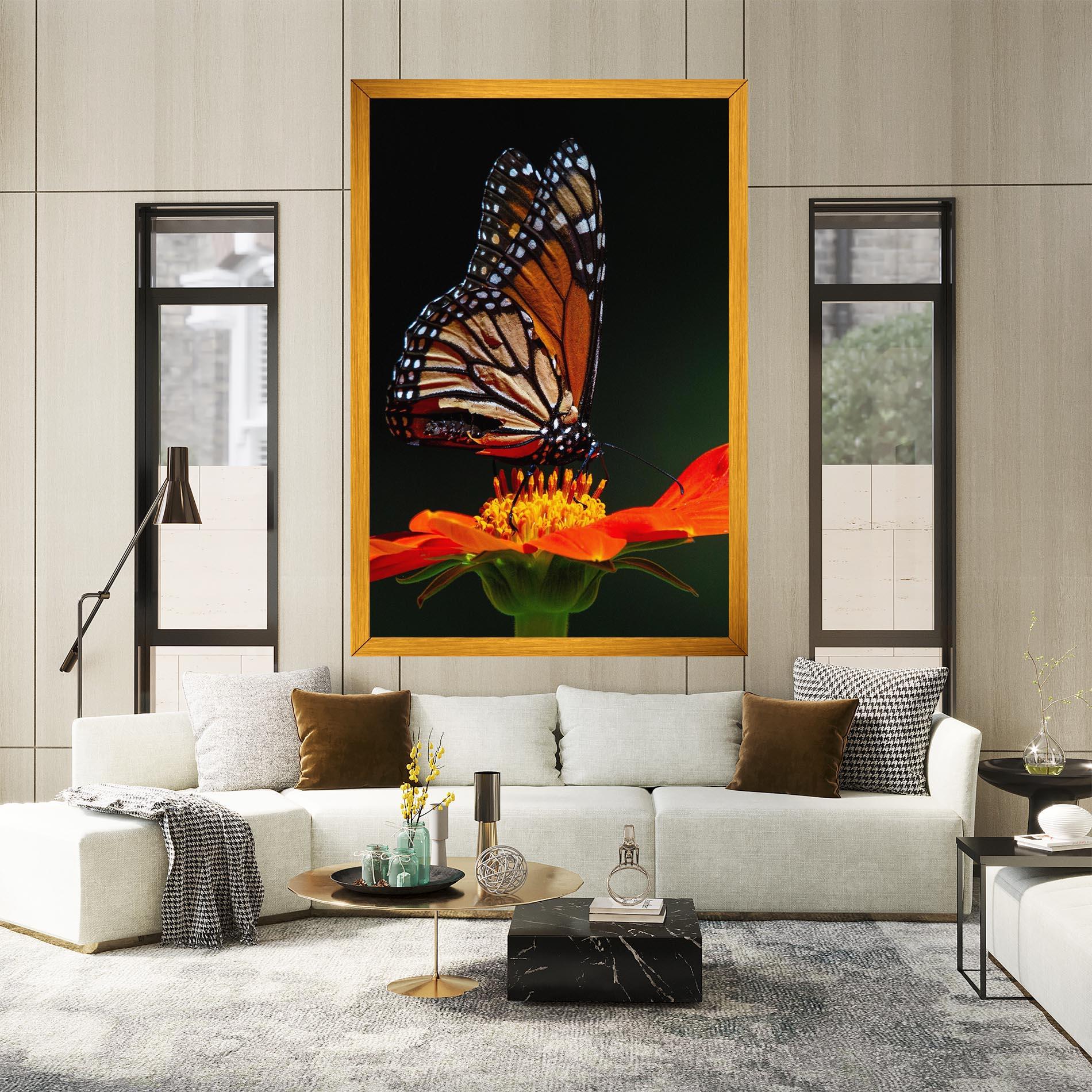 Картина на платно Dark Orange Butterfy mockup 2