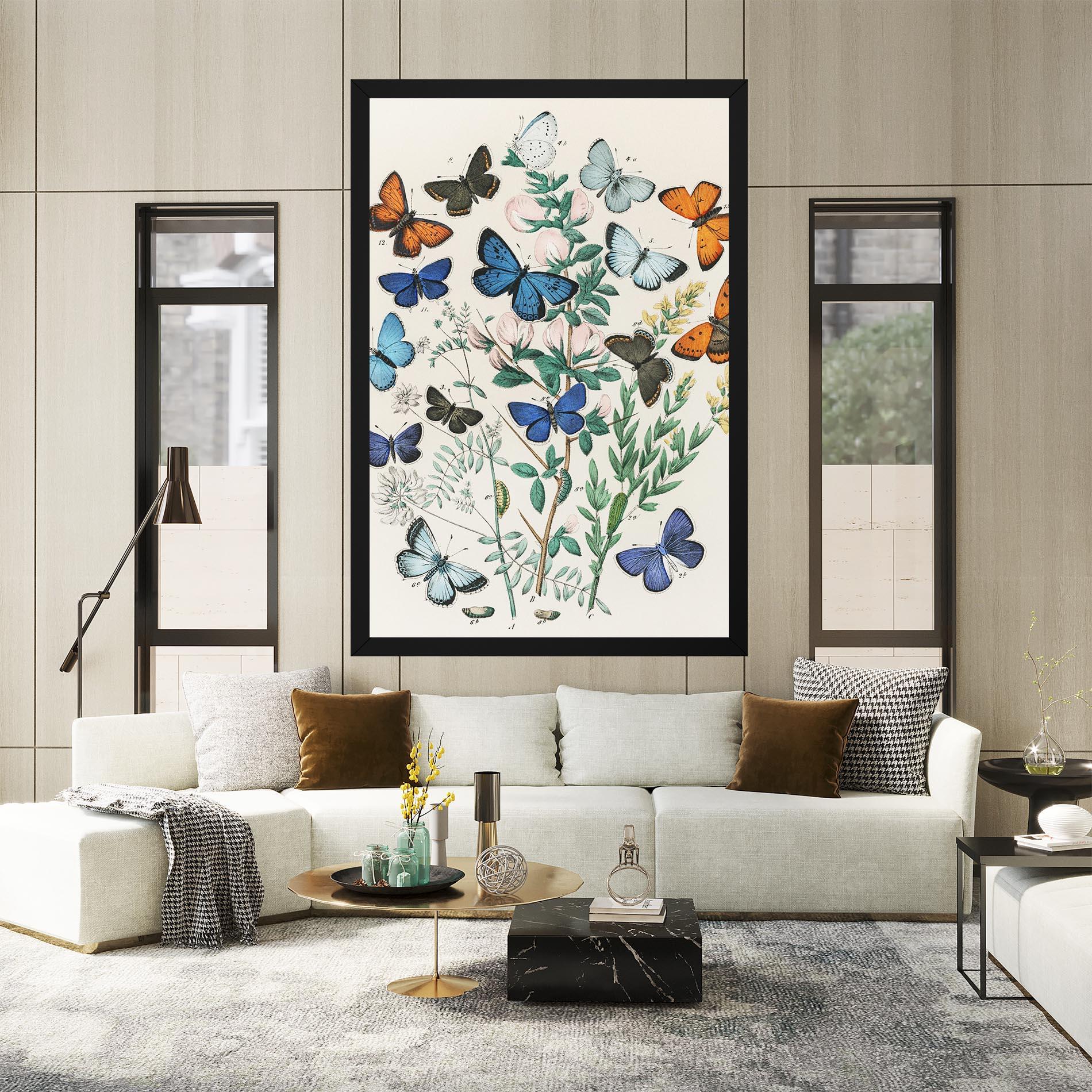 Картина на платно Blue Orange Butterflies mockup 2