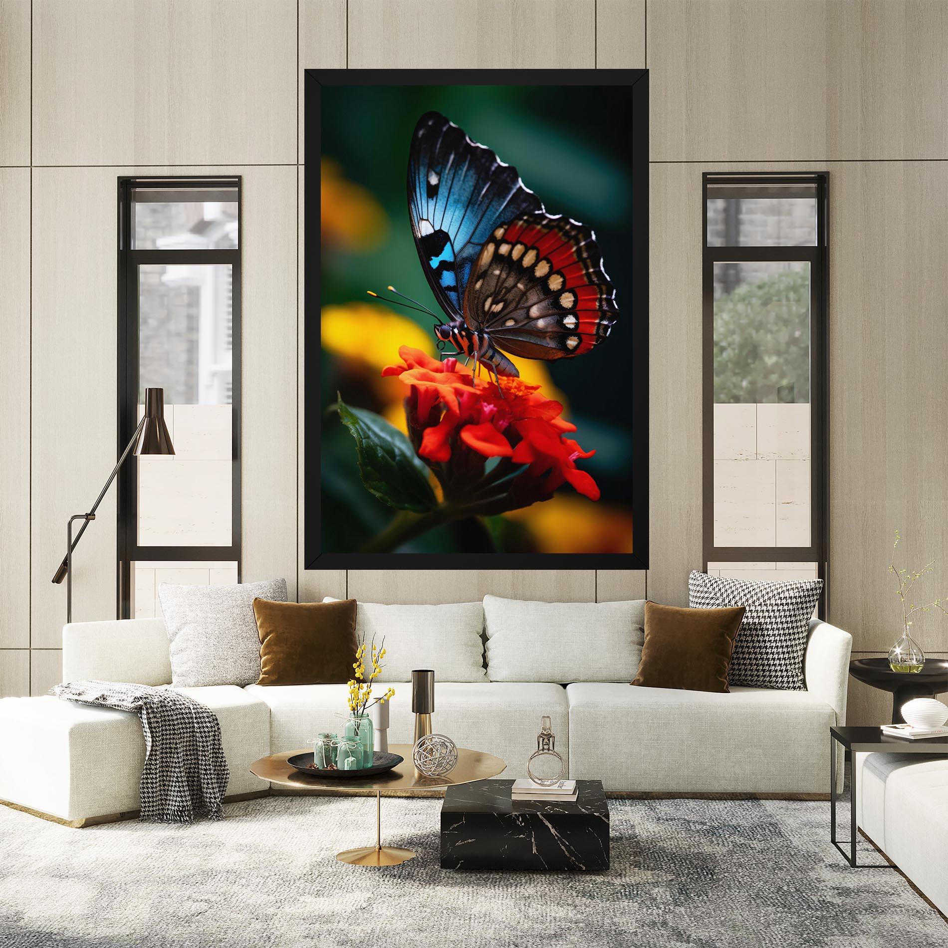 Картина на платно Blue Red Butterfly mockup 2