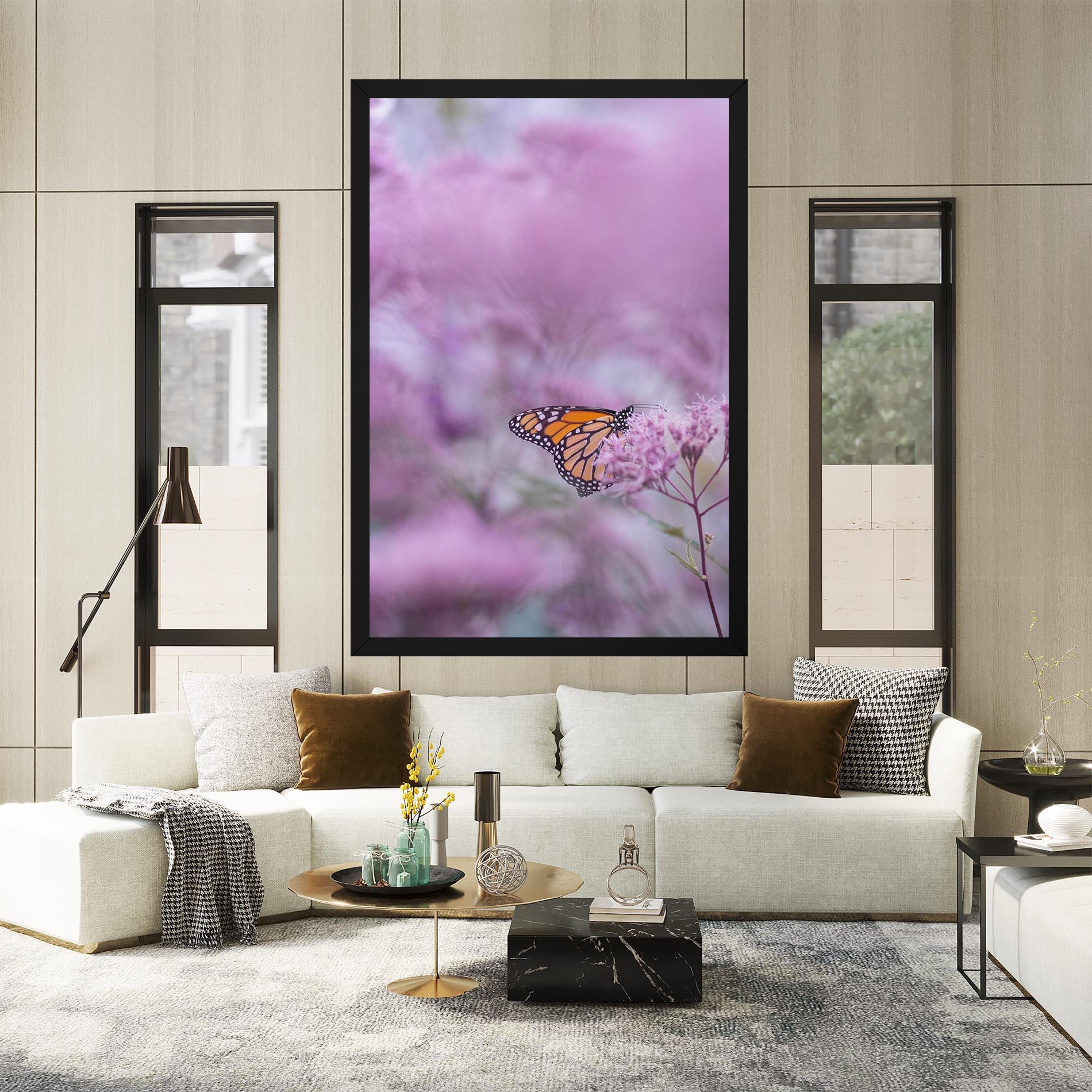 Картина на платно Purple Flower Butterfly mockup 2