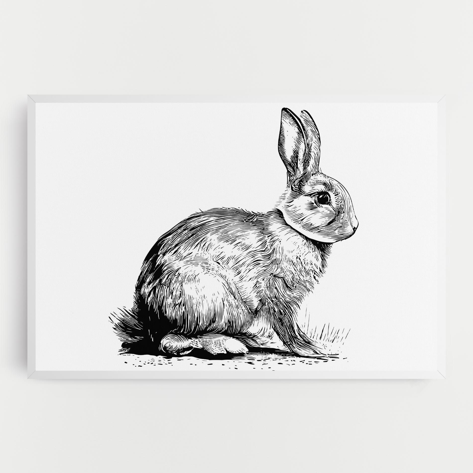 Картина на платно Bunny Black Lines mockup 0