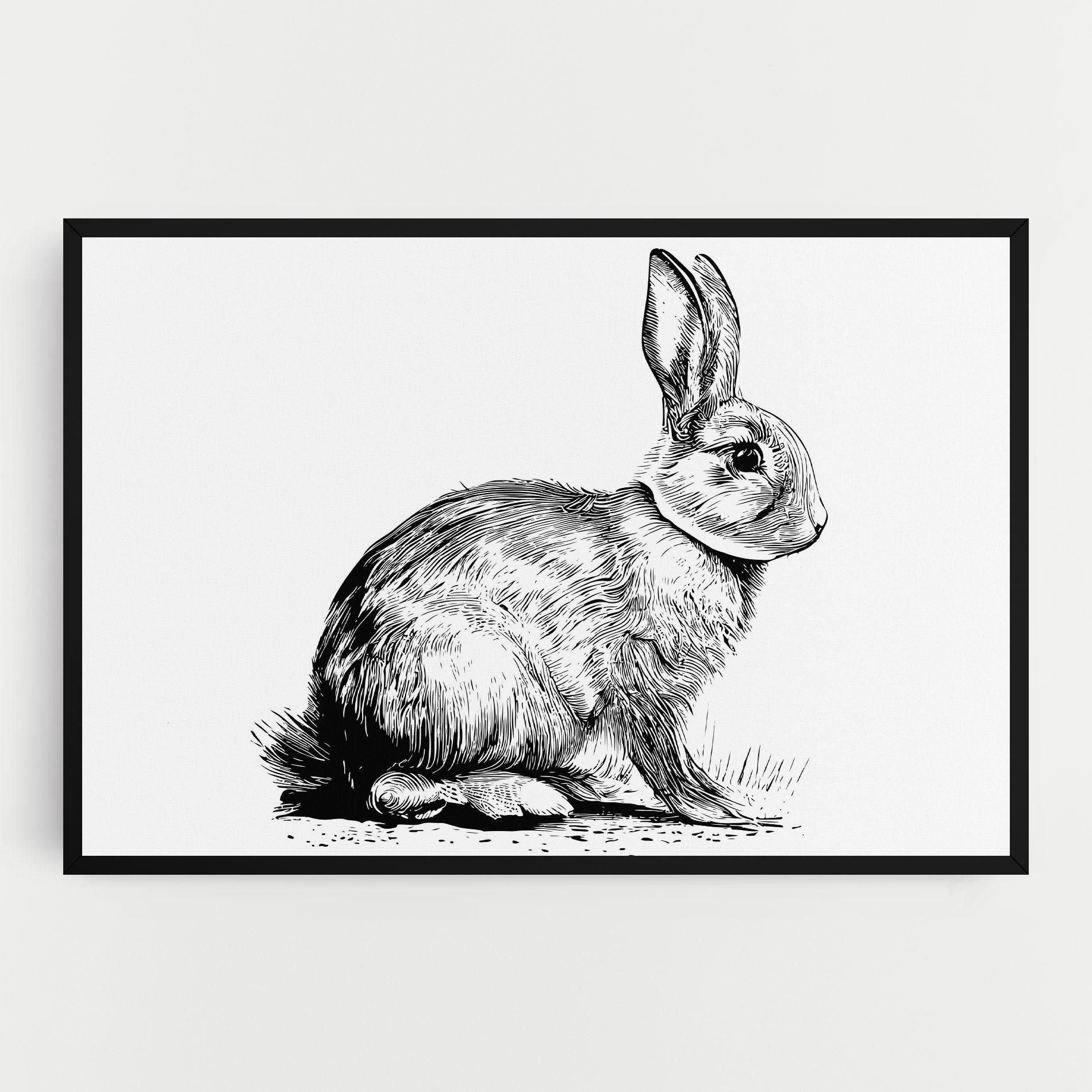 Картина на платно Bunny Black Lines mockup 0