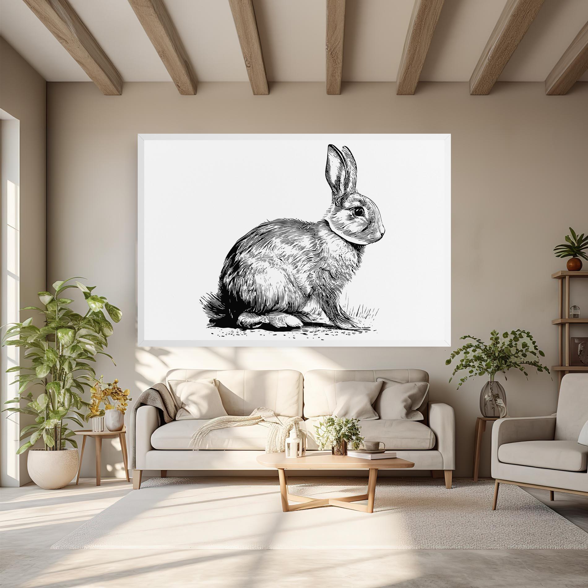 Картина на платно Bunny Black Lines mockup 6
