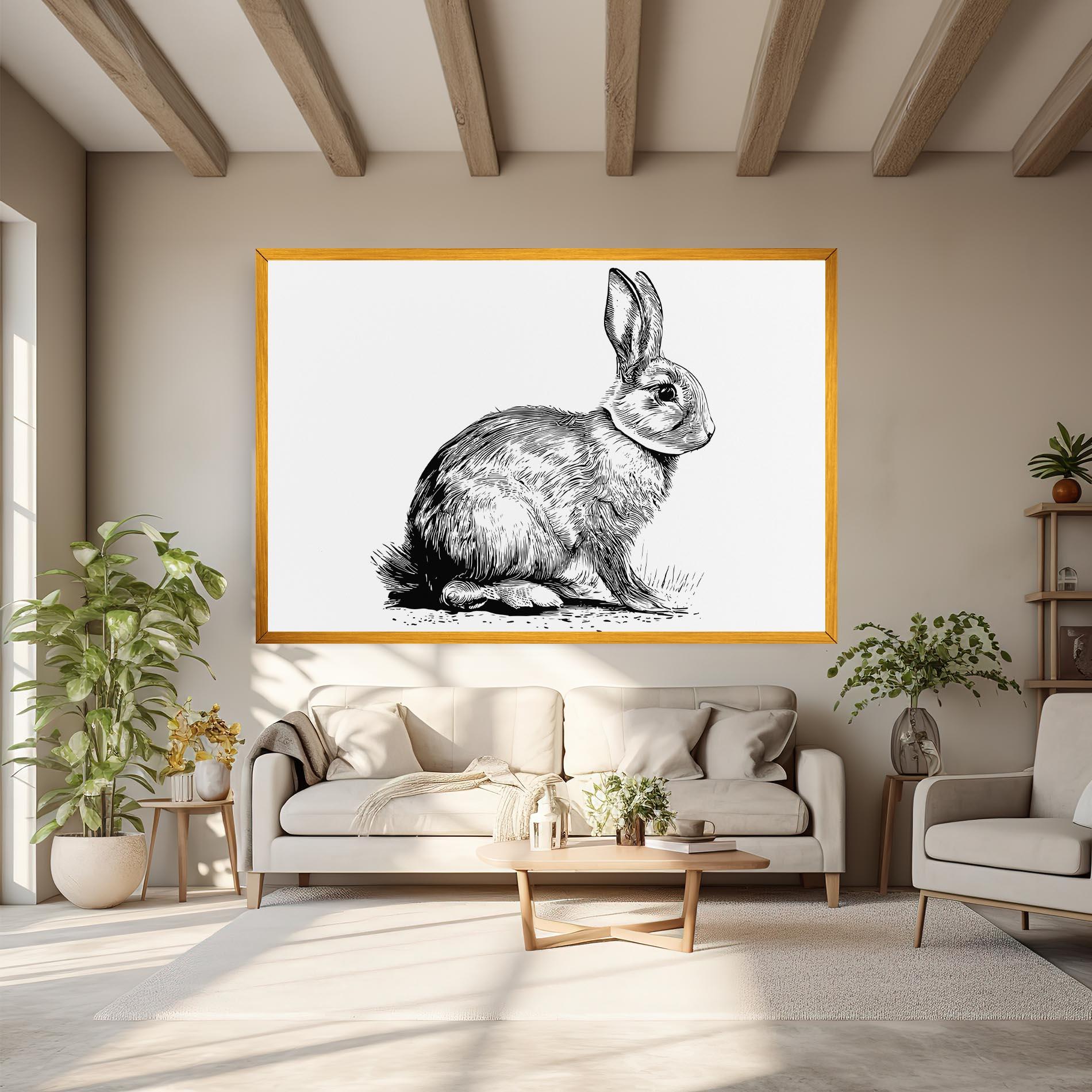 Картина на платно Bunny Black Lines mockup 6
