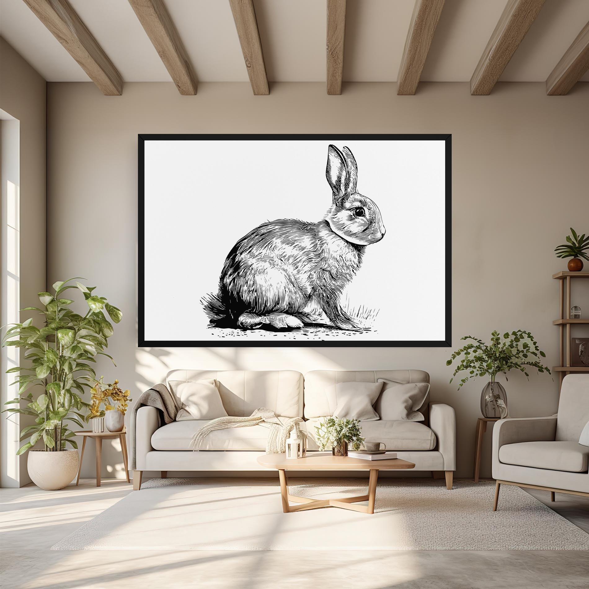 Картина на платно Bunny Black Lines mockup 6
