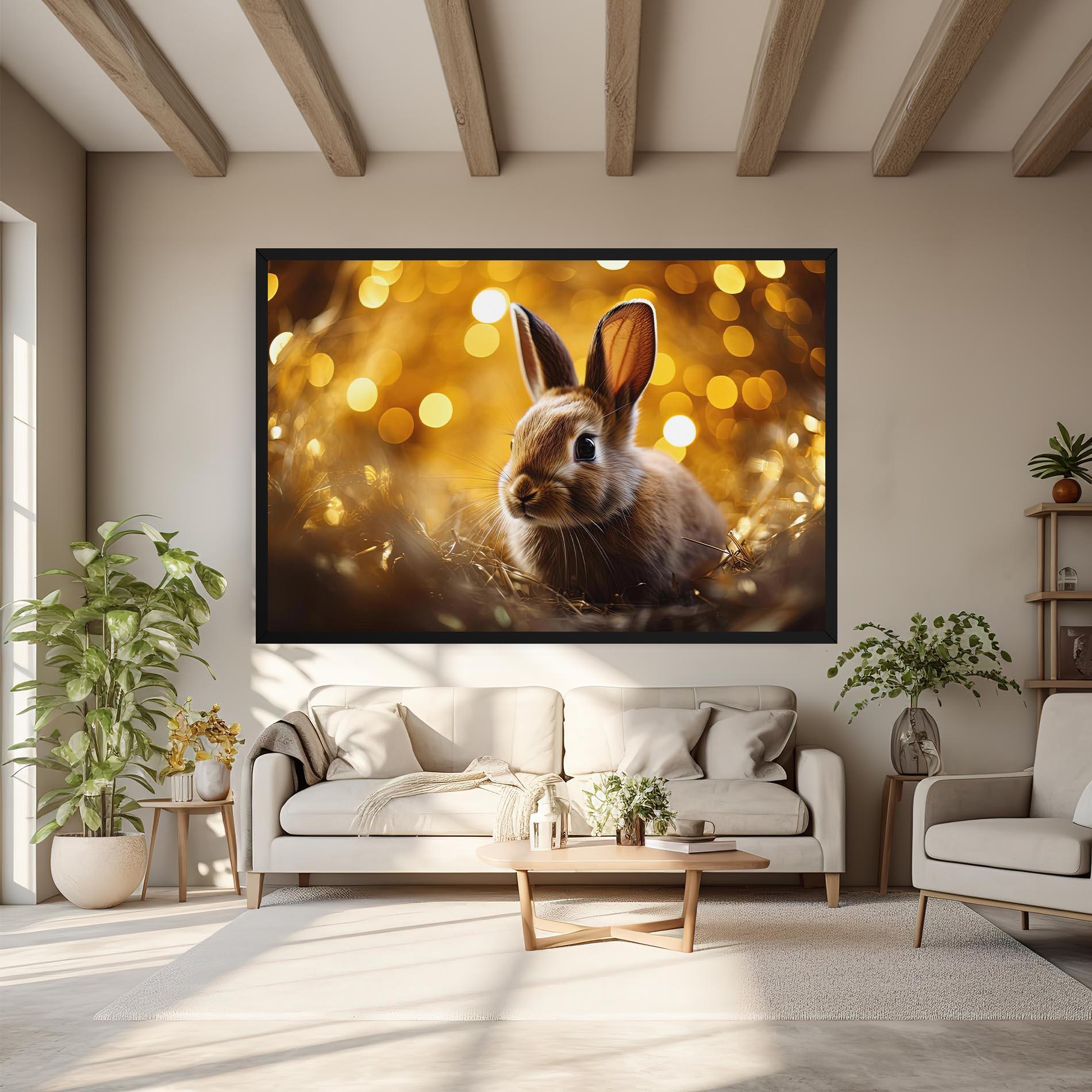 Картина на платно Gold Lights Bunny mockup 6