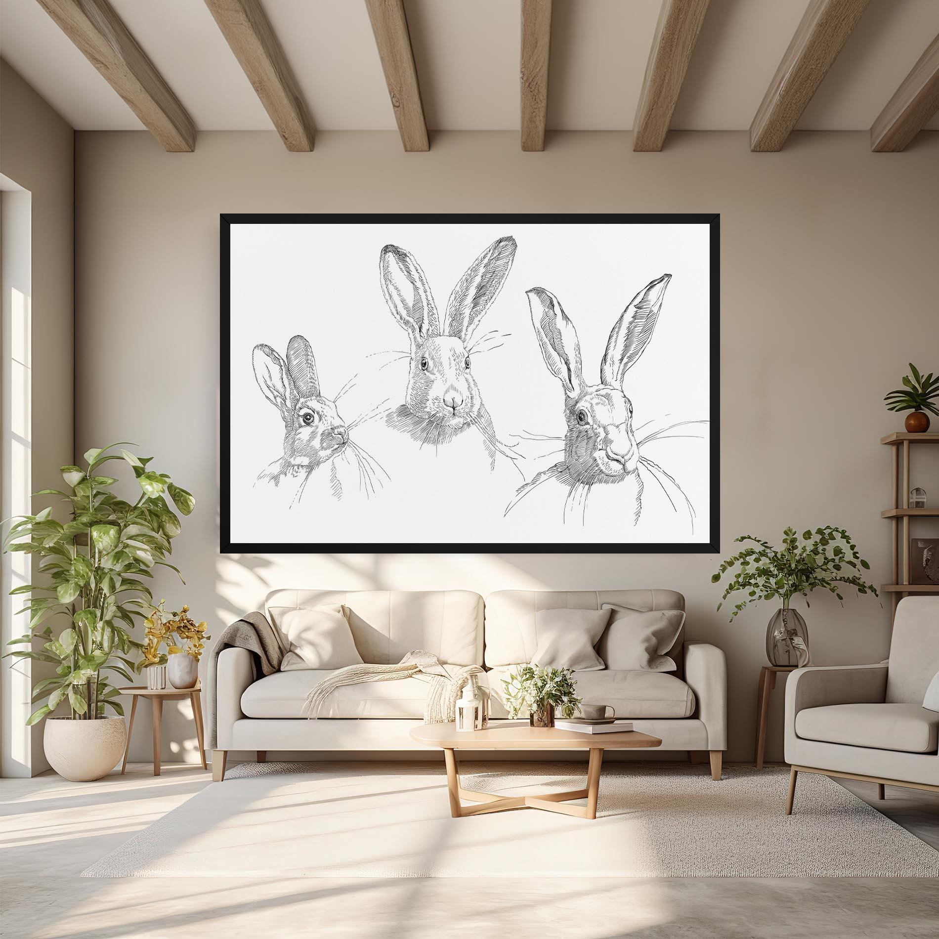 Картина на платно Hand Drawn Bunny mockup 6