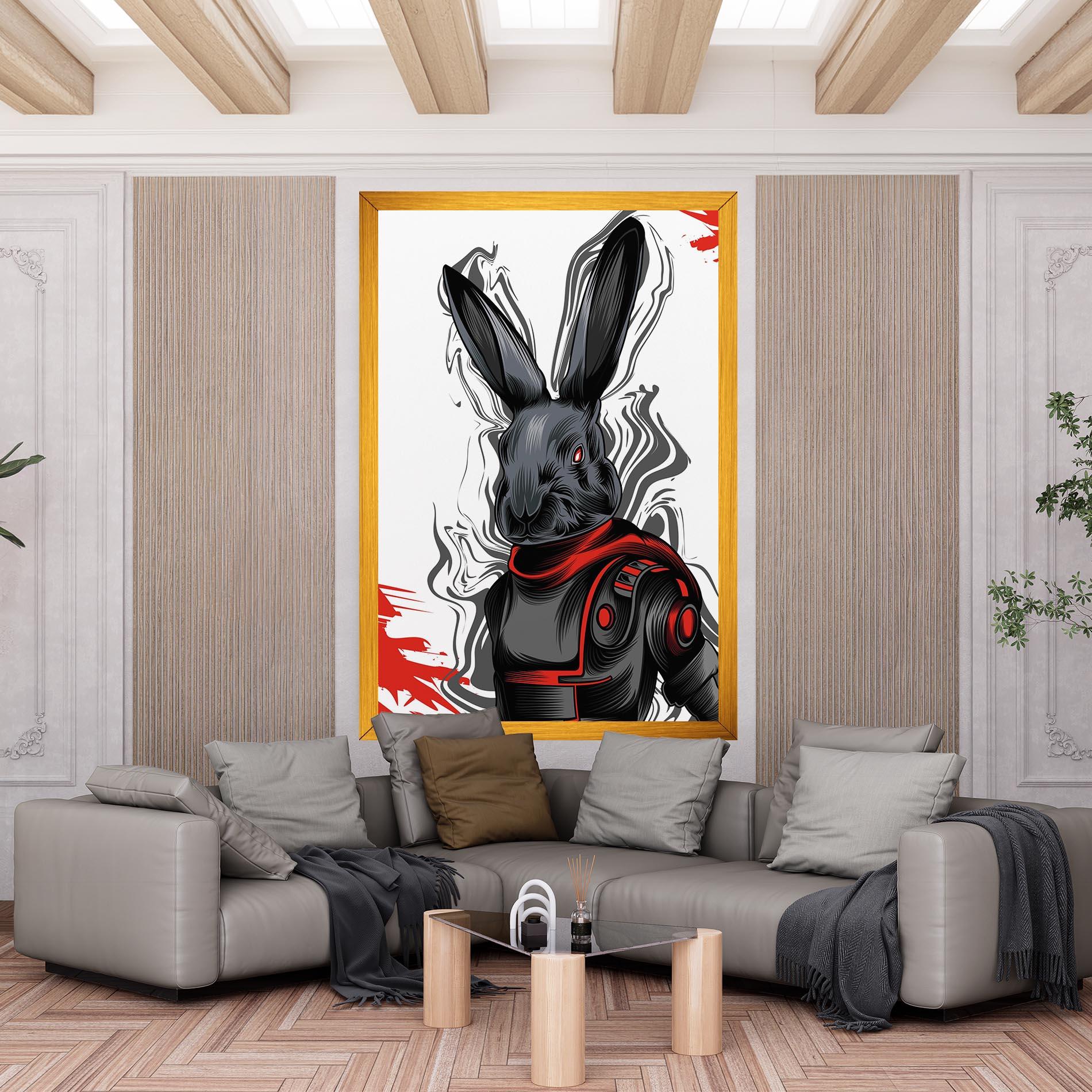 Картина на платно Cyborg Red Bunny mockup 6
