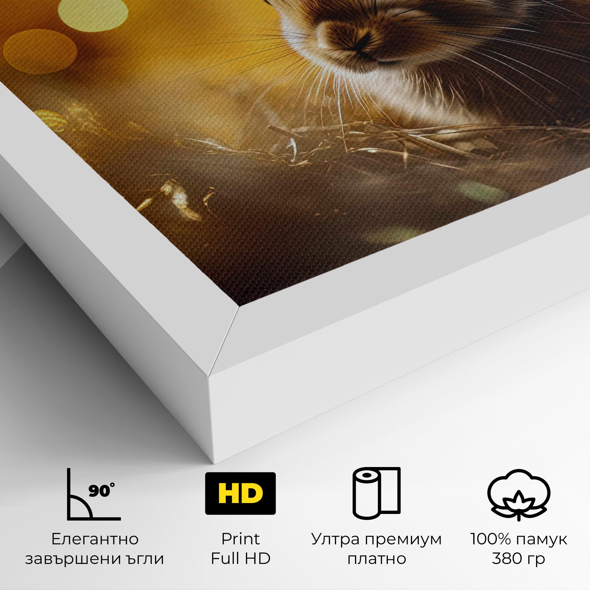 Картина на платно Gold Lights Bunny mockup 4