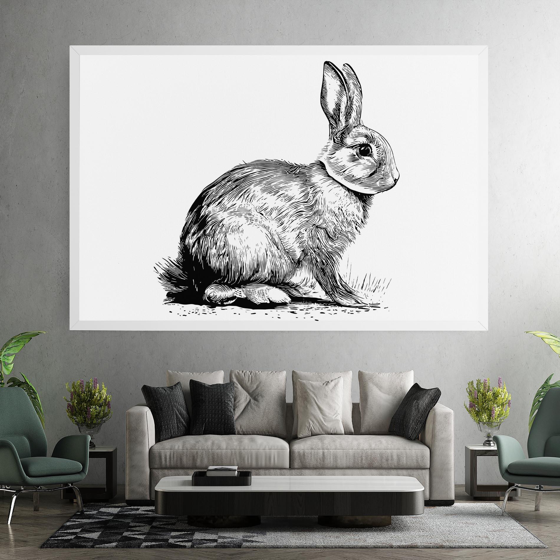 Картина на платно Bunny Black Lines mockup 7