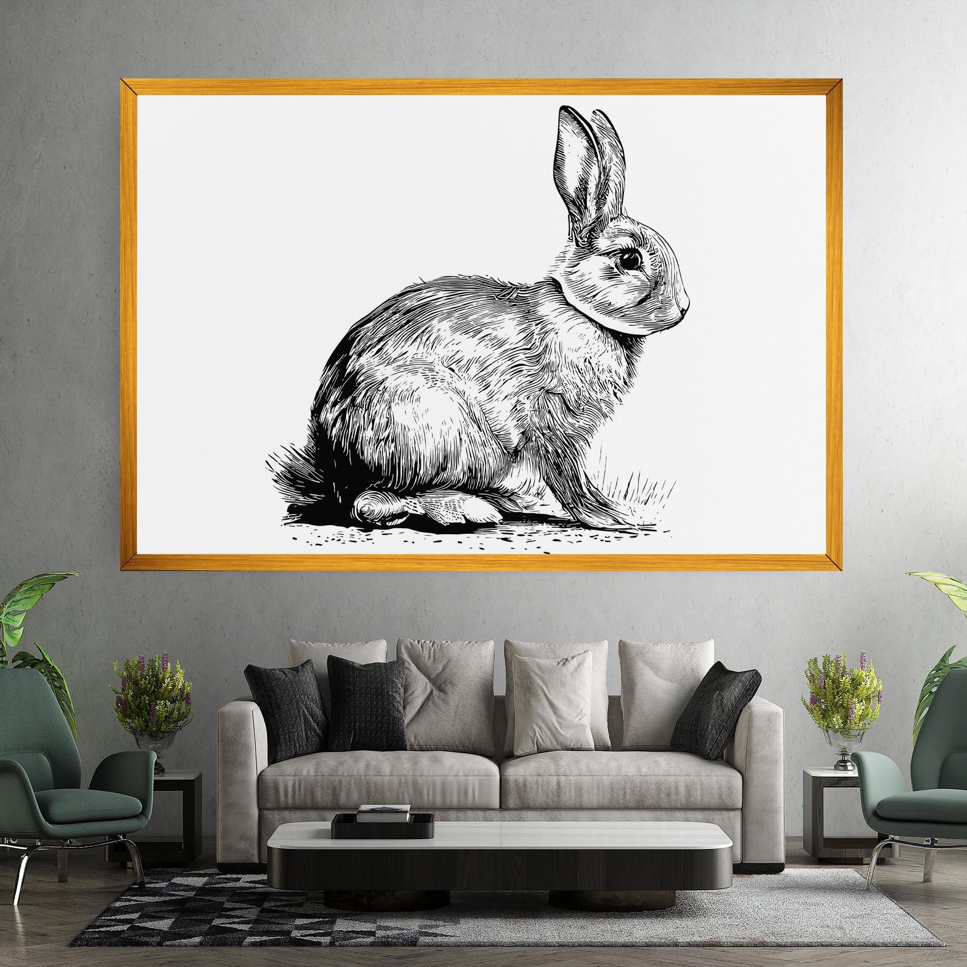 Картина на платно Bunny Black Lines mockup 7