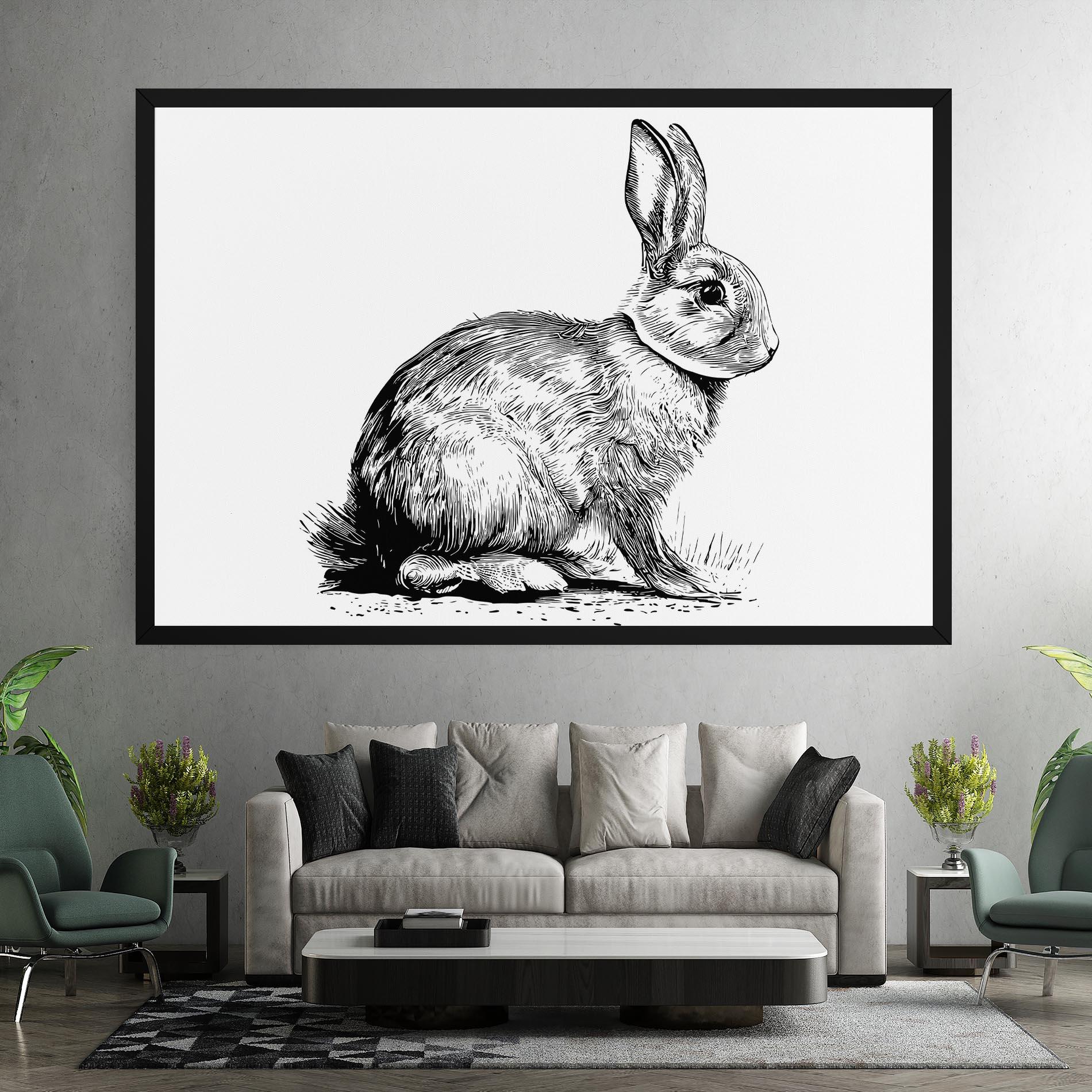Картина на платно Bunny Black Lines mockup 7