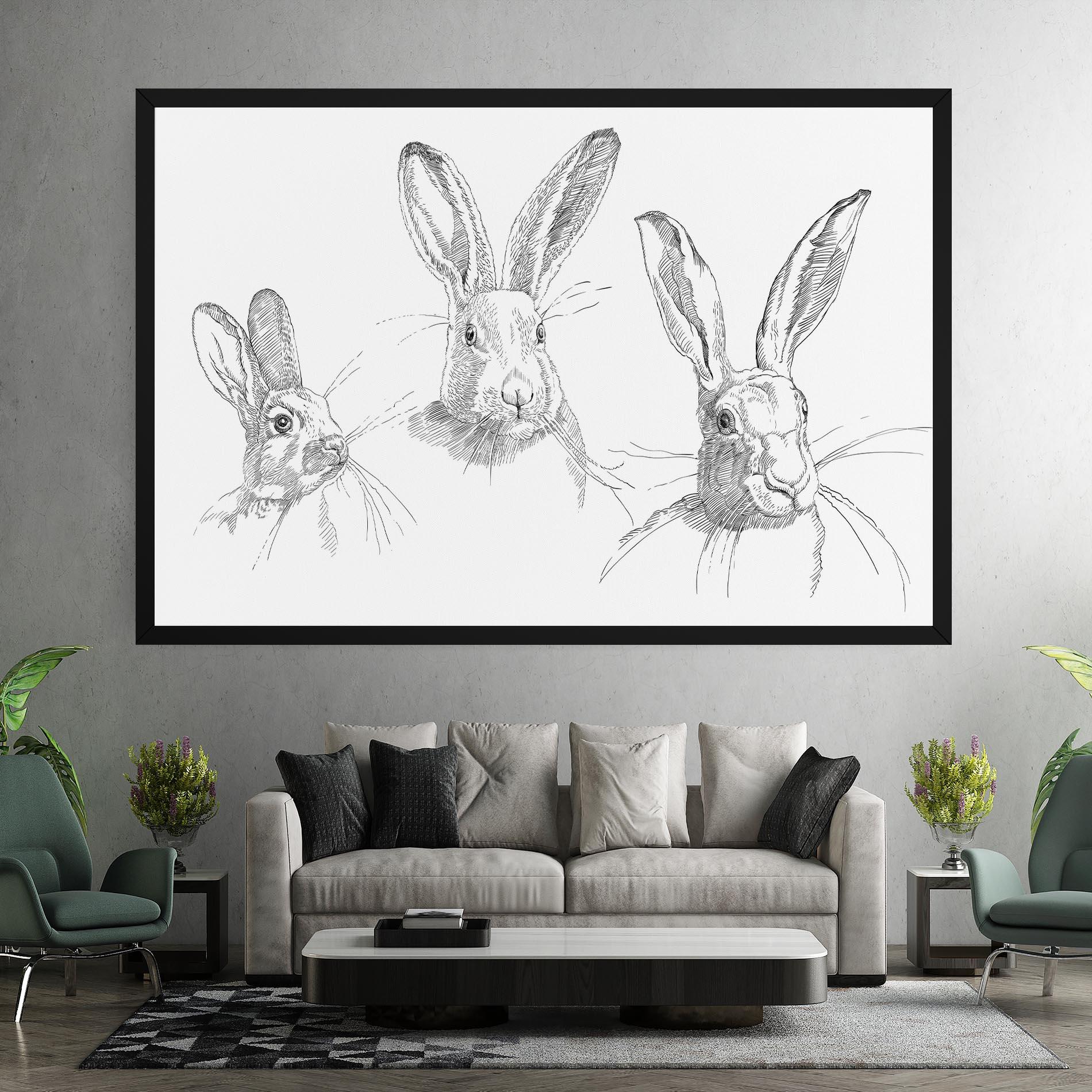 Картина на платно Hand Drawn Bunny mockup 7