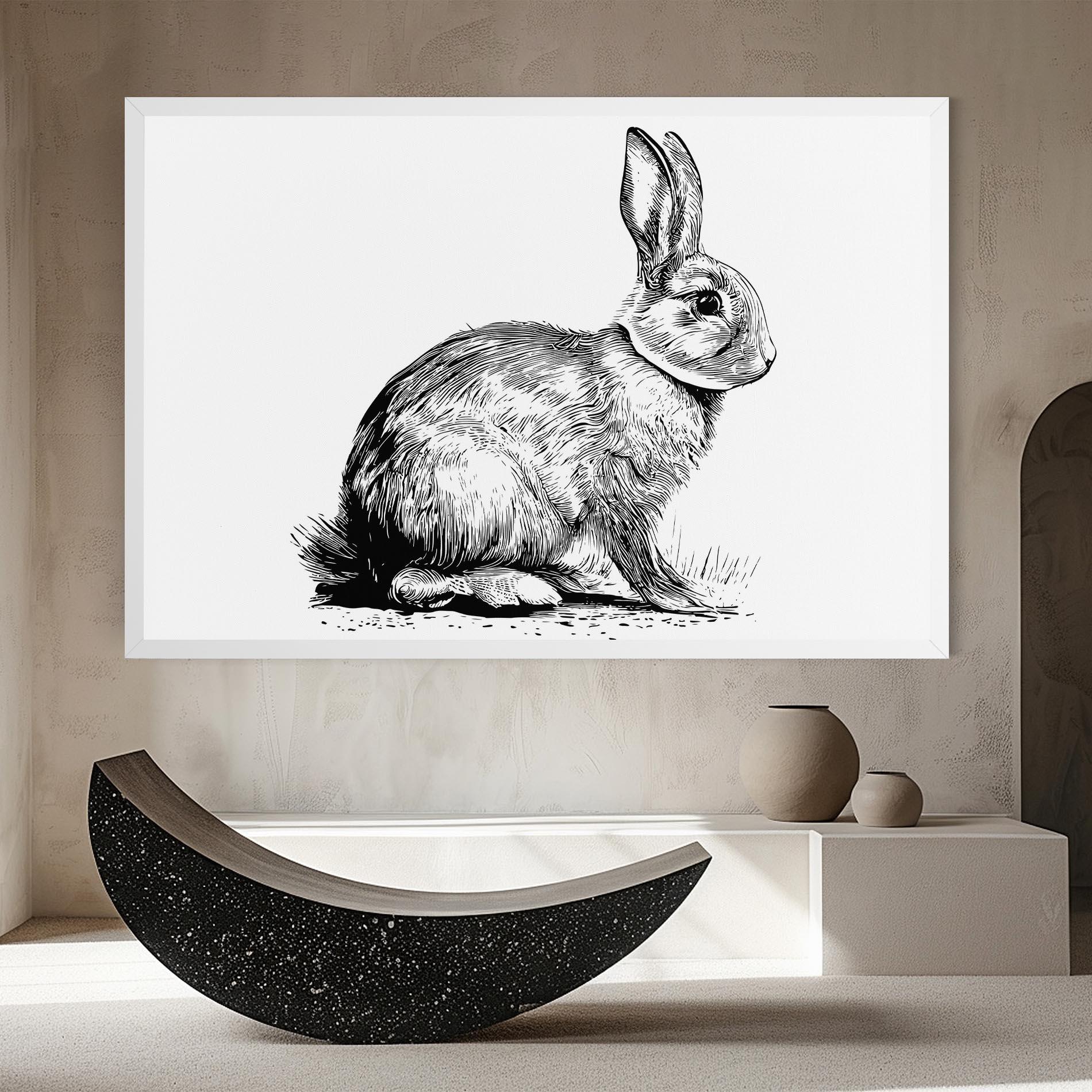 Картина на платно Bunny Black Lines mockup 8
