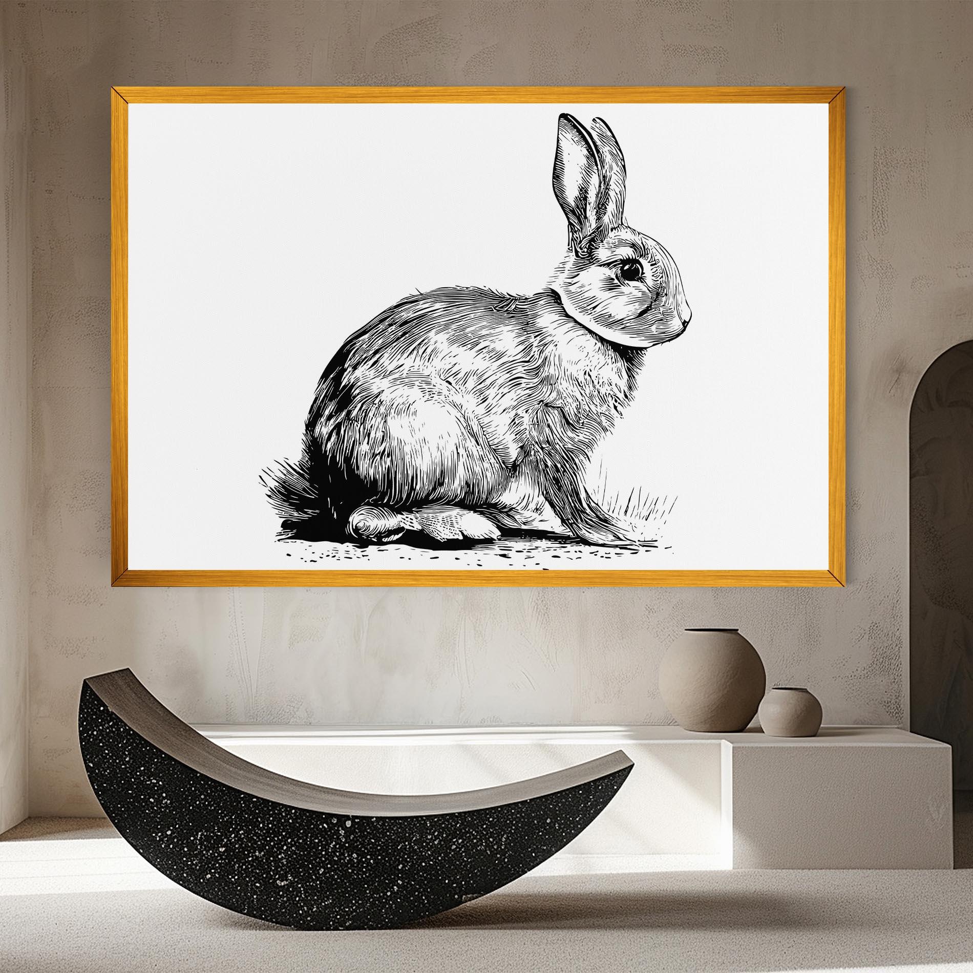 Картина на платно Bunny Black Lines mockup 8