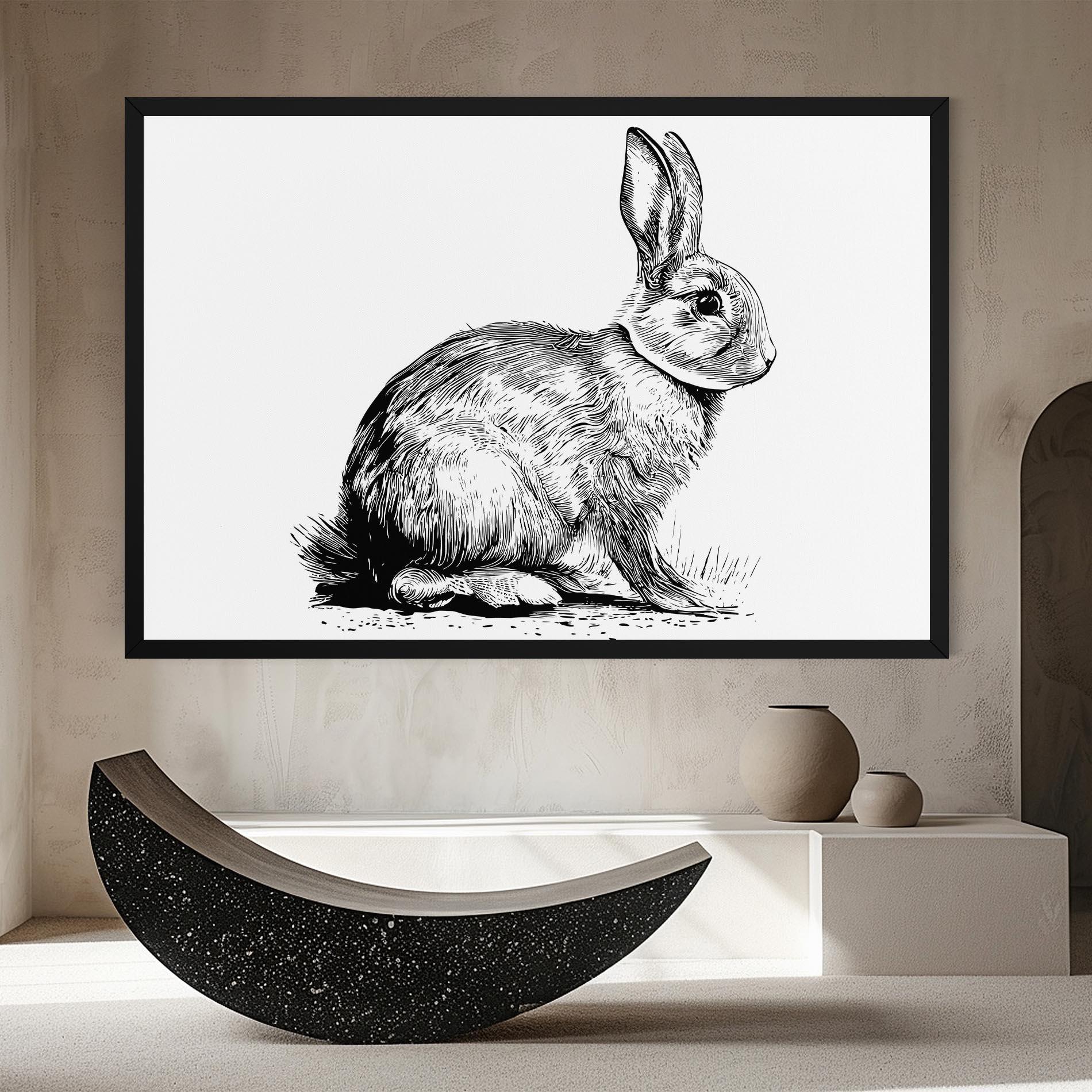 Картина на платно Bunny Black Lines mockup 8