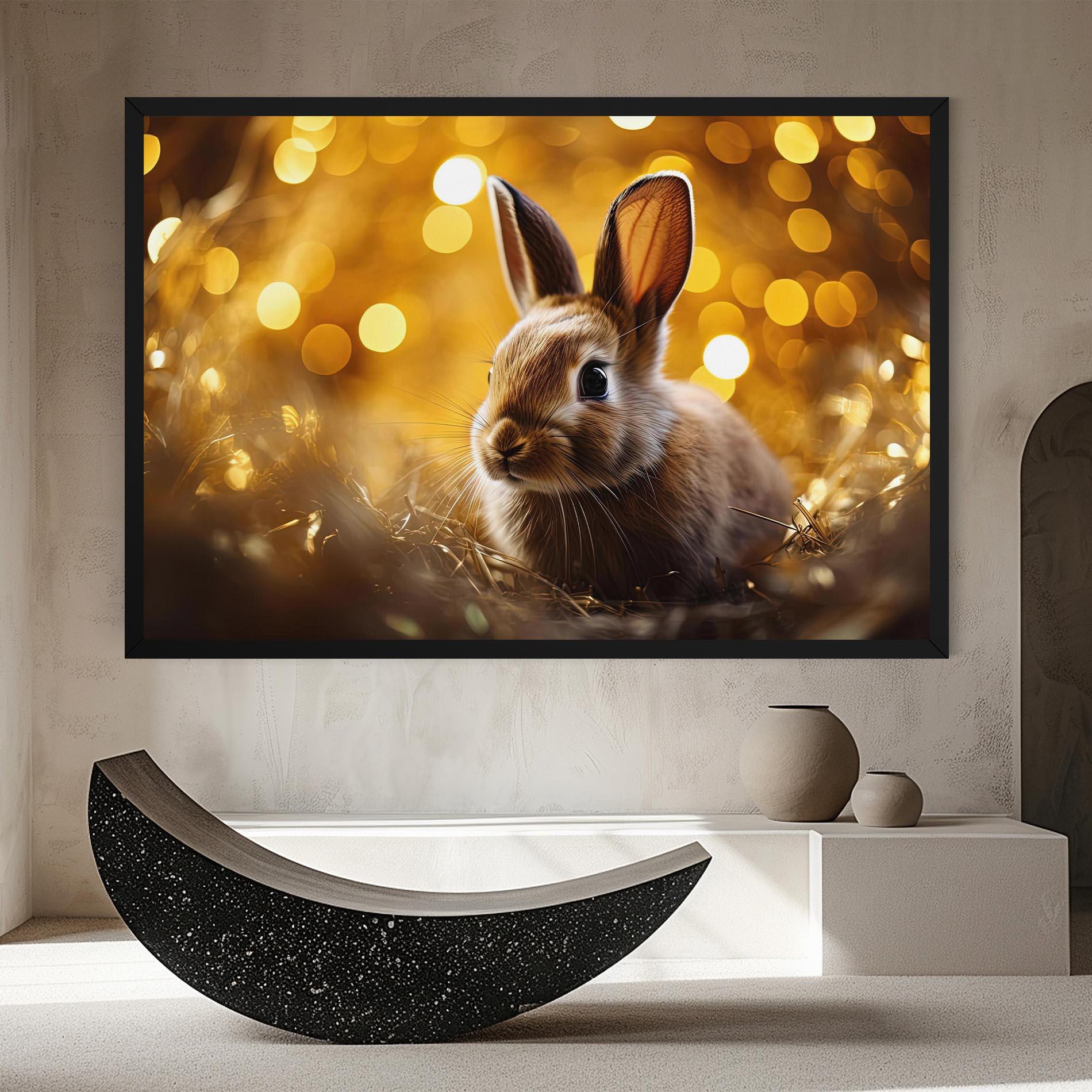 Картина на платно Gold Lights Bunny mockup 8