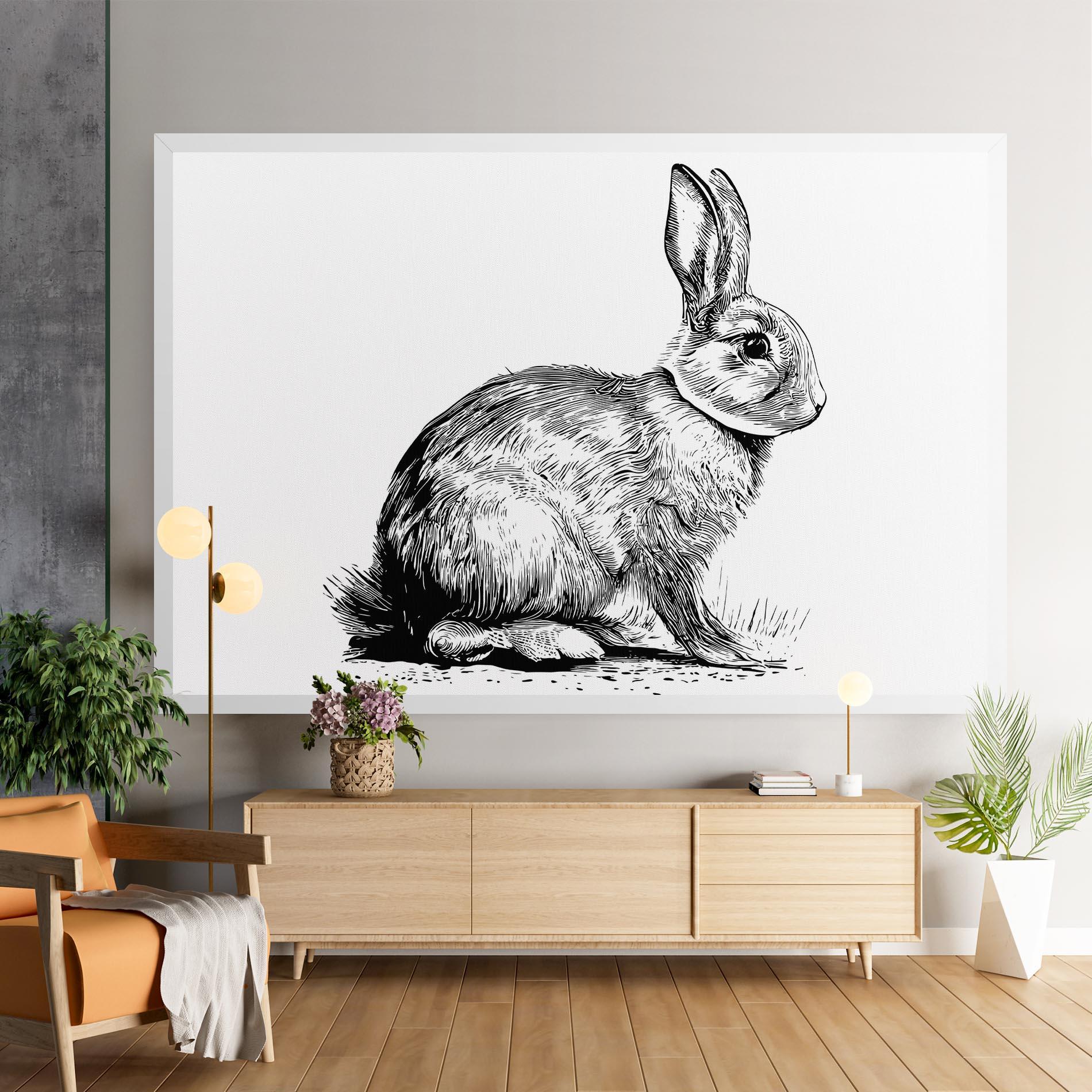Картина на платно Bunny Black Lines mockup 9