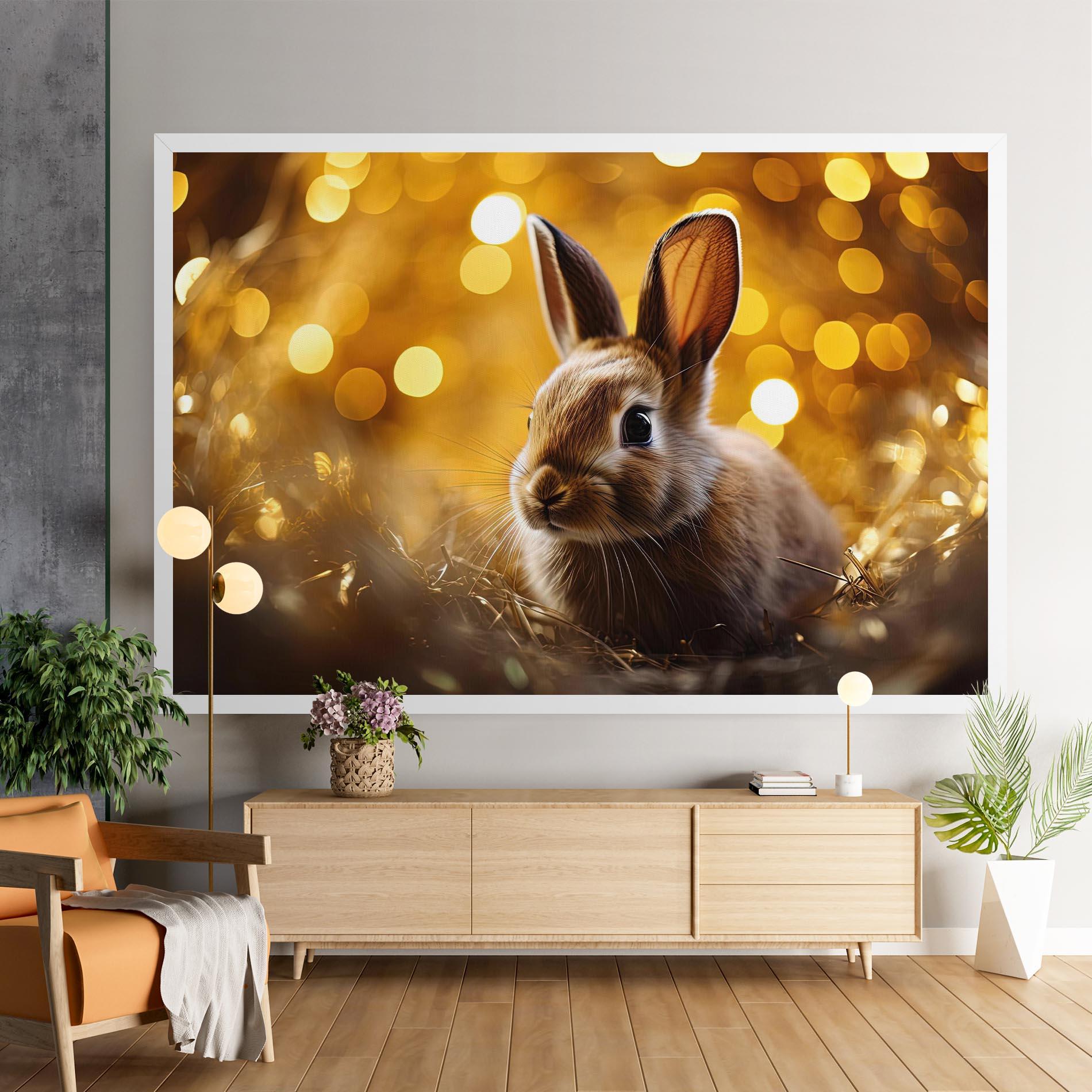 Картина на платно Gold Lights Bunny mockup 9