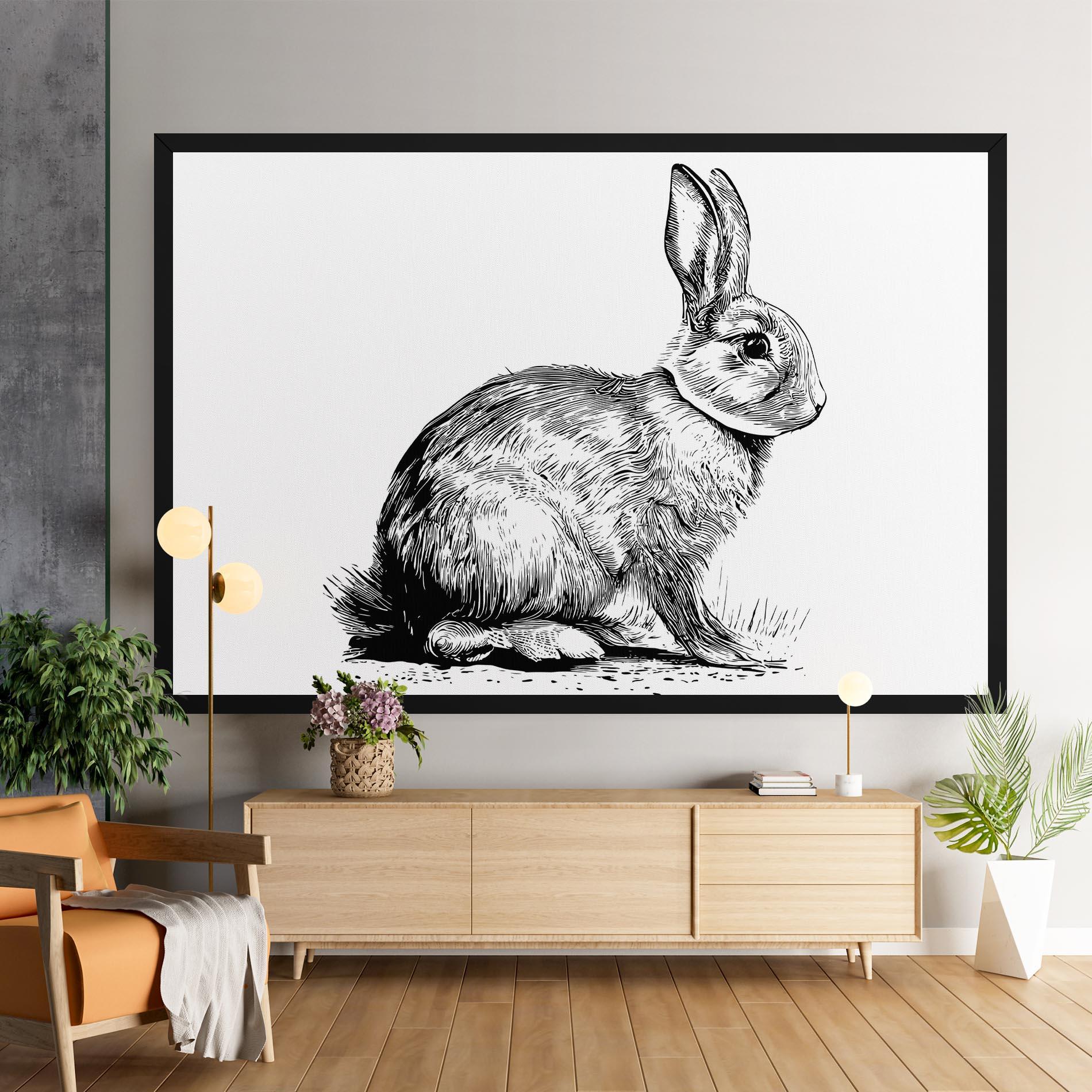 Картина на платно Bunny Black Lines mockup 9
