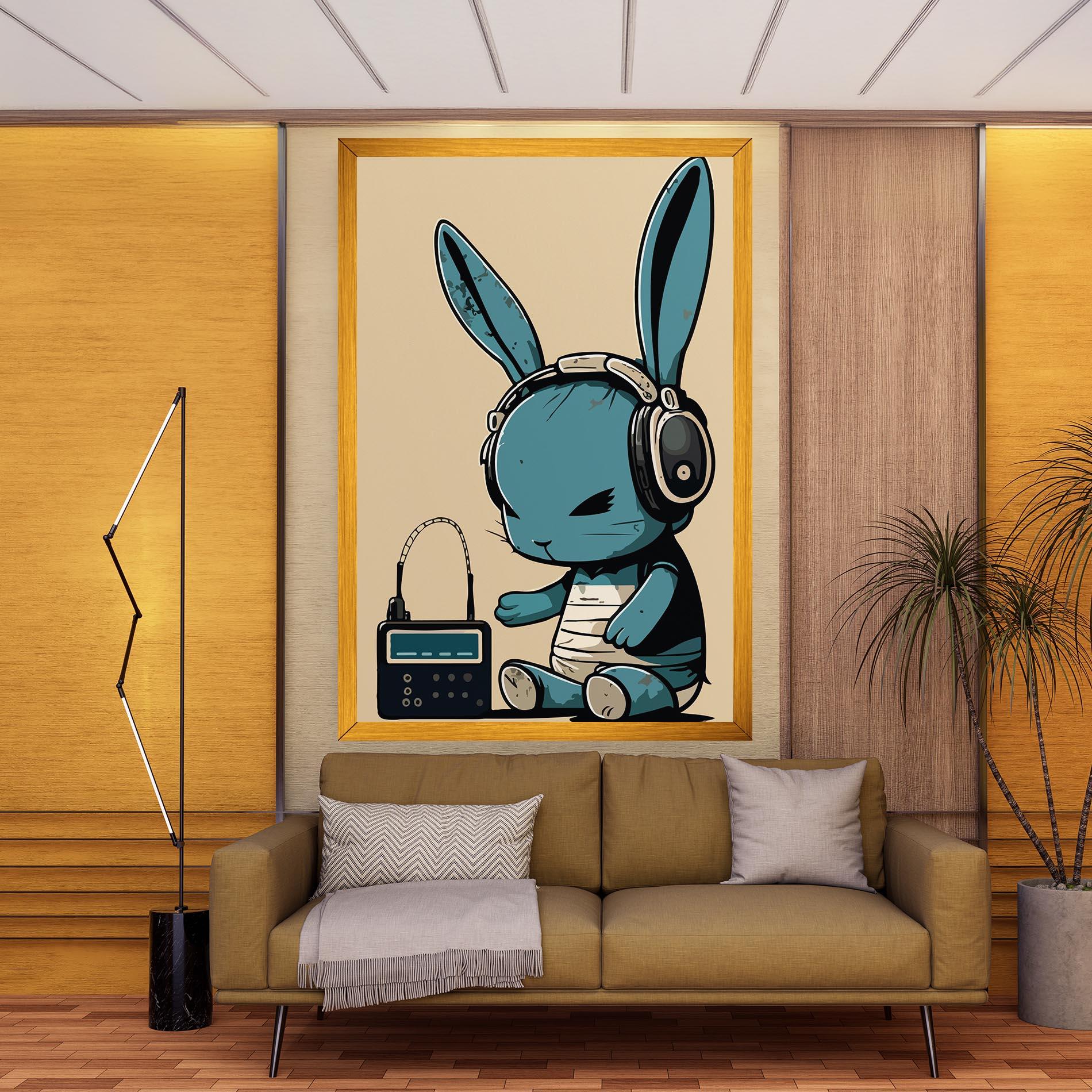 Картина на платно Blue Baby Bunny mockup 9