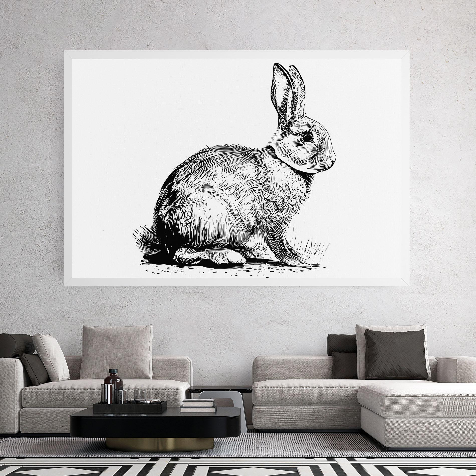 Картина на платно Bunny Black Lines mockup 2
