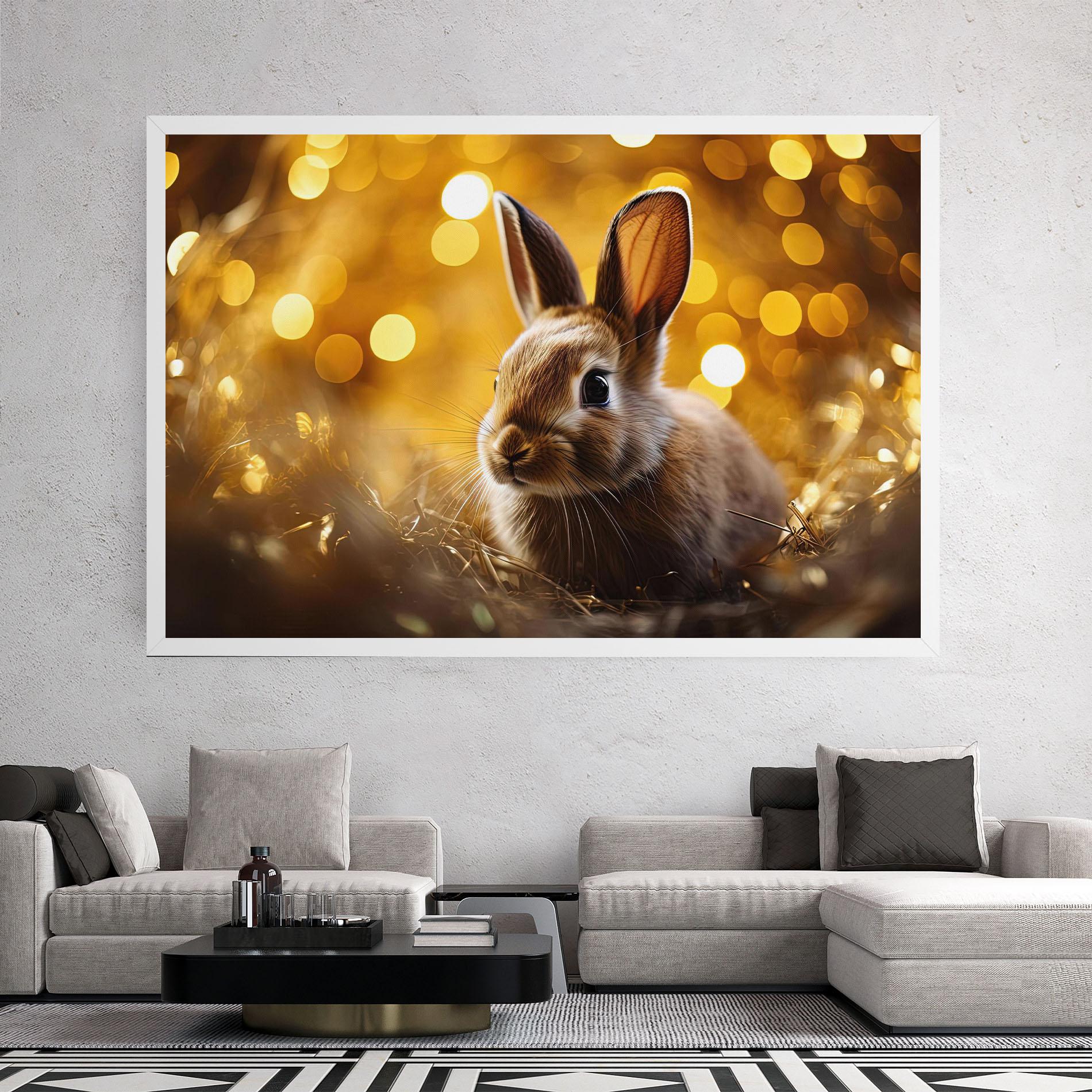 Картина на платно Gold Lights Bunny mockup 2