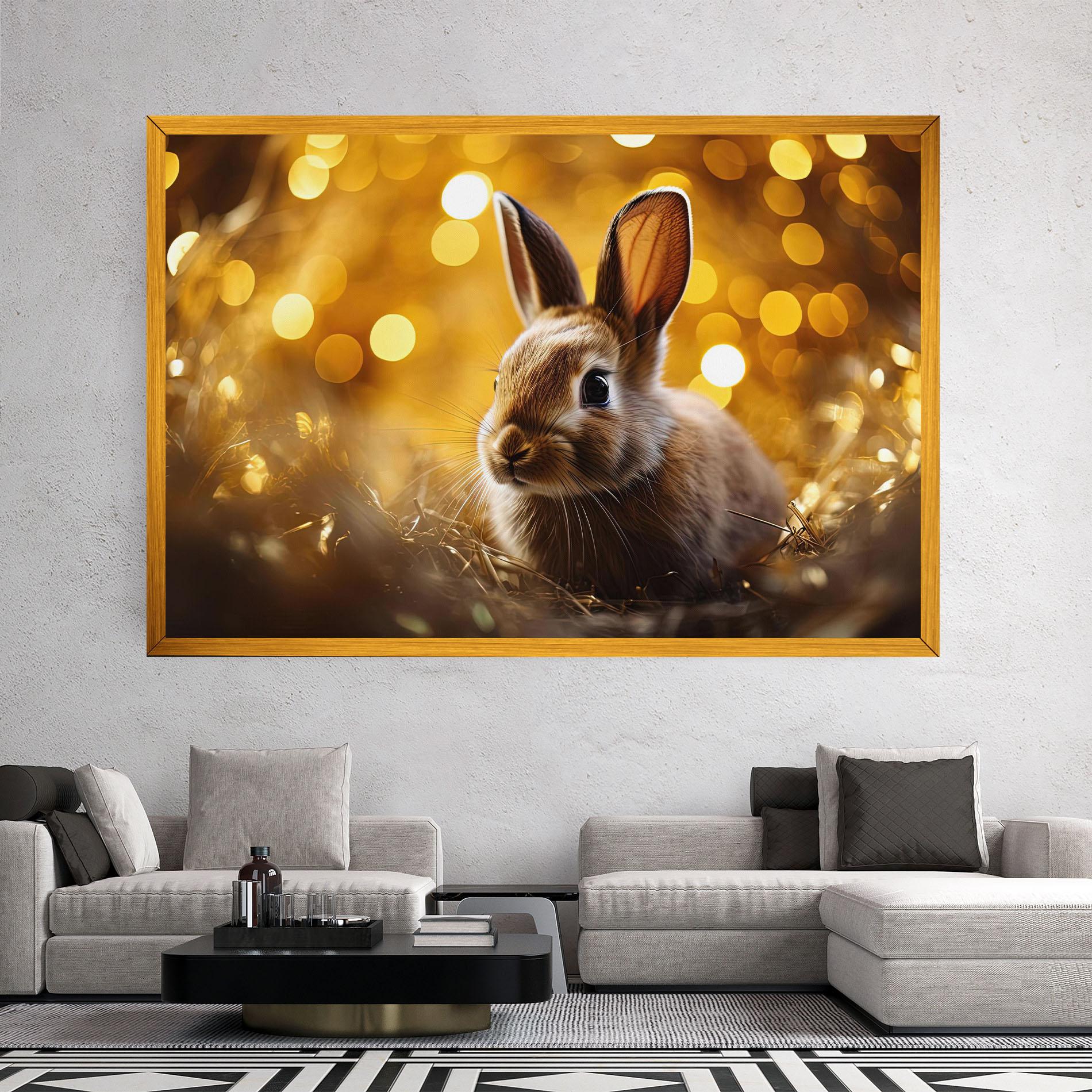 Картина на платно Gold Lights Bunny mockup 2
