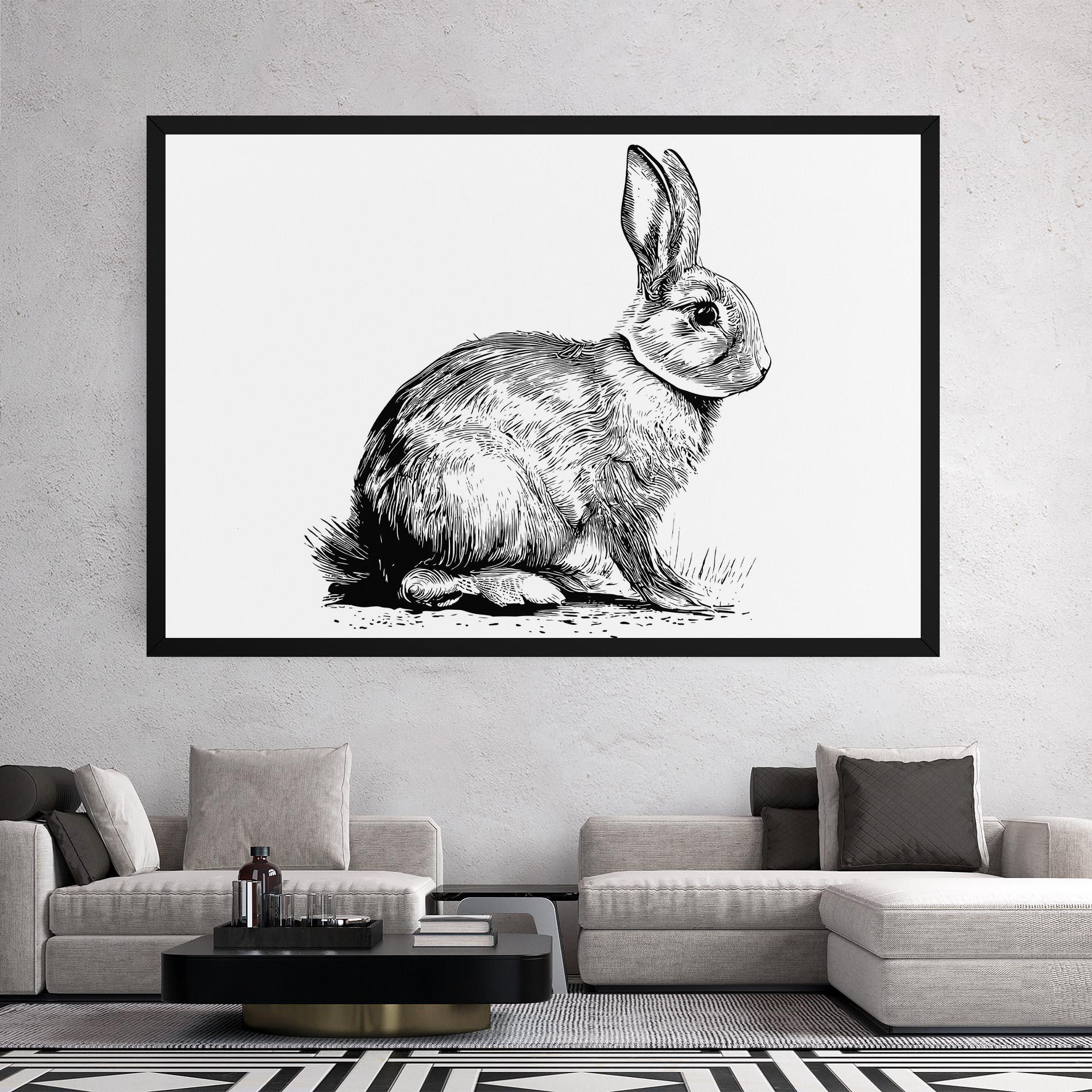 Картина на платно Bunny Black Lines mockup 2