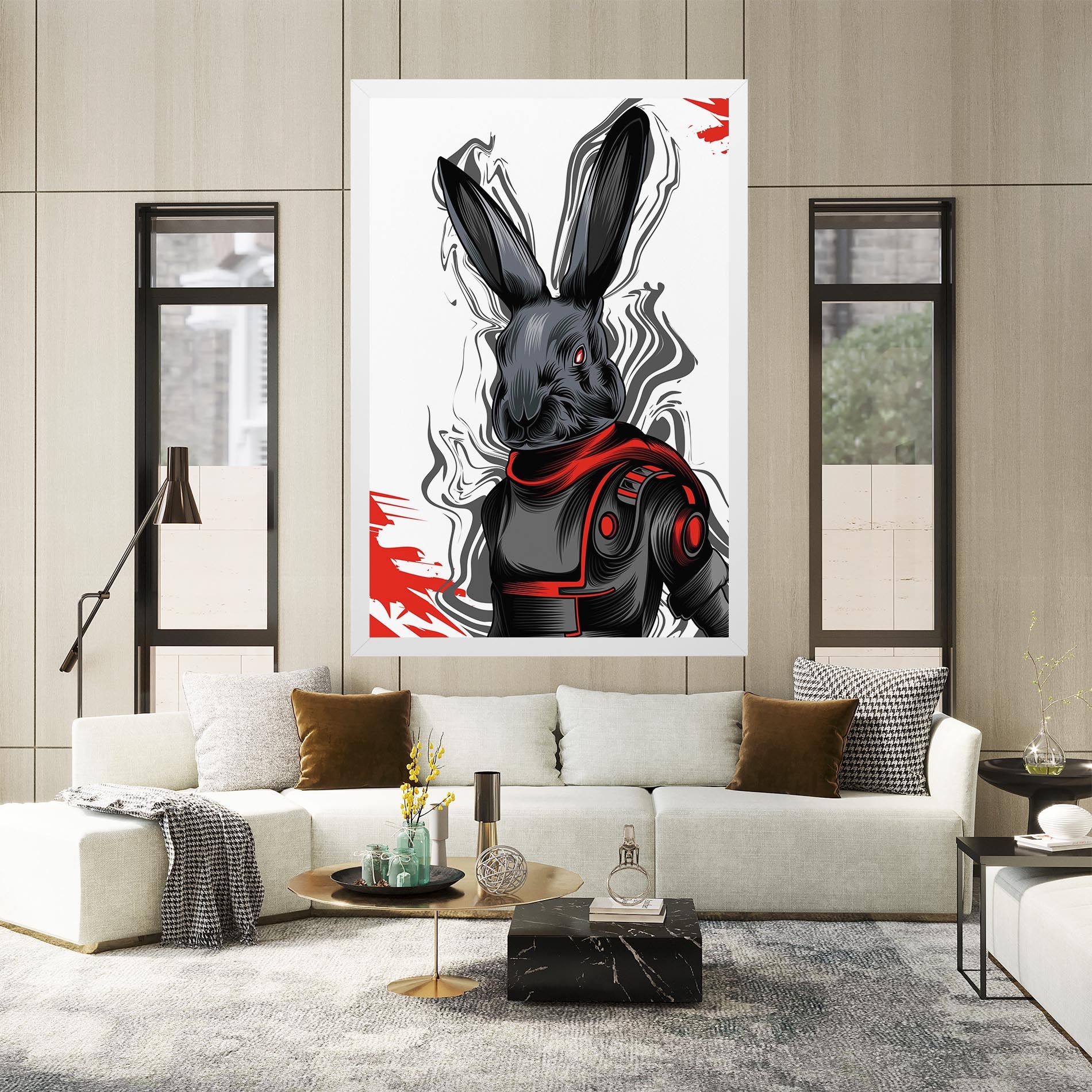 Cyborg Red Bunny mockup 2