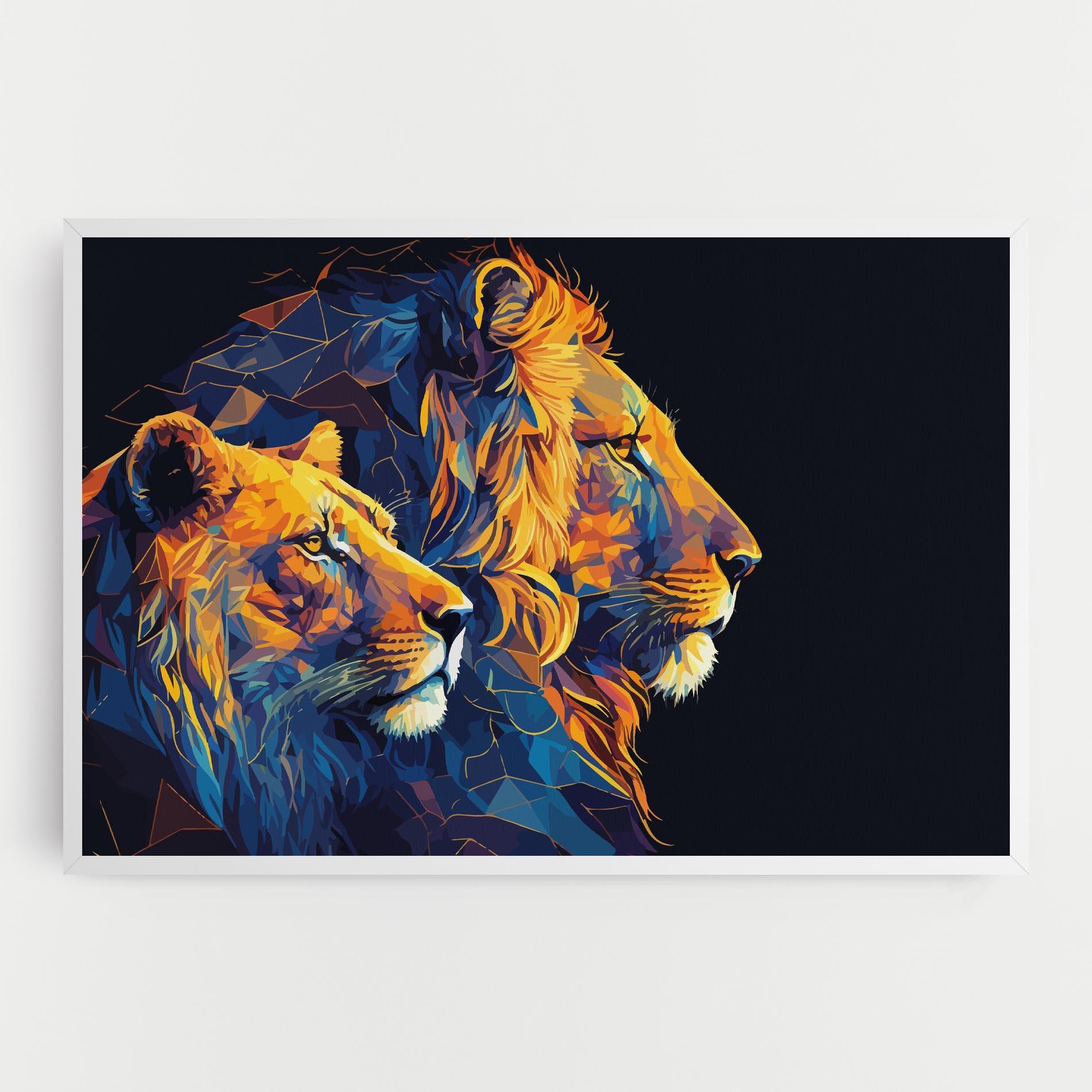 Картина на платно Orange Blue Lion mockup 0
