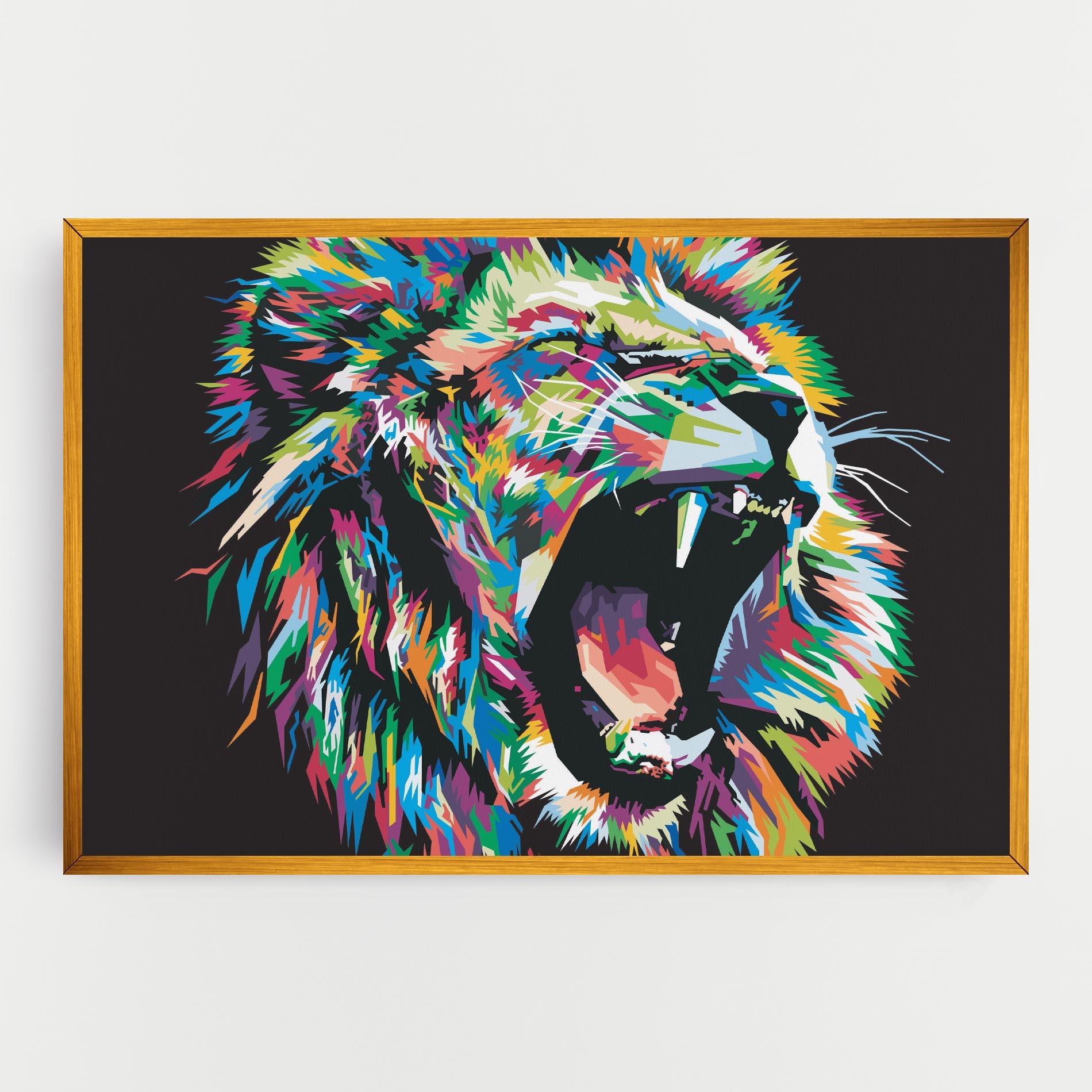 Картина на платно Green Blue Lion mockup 0