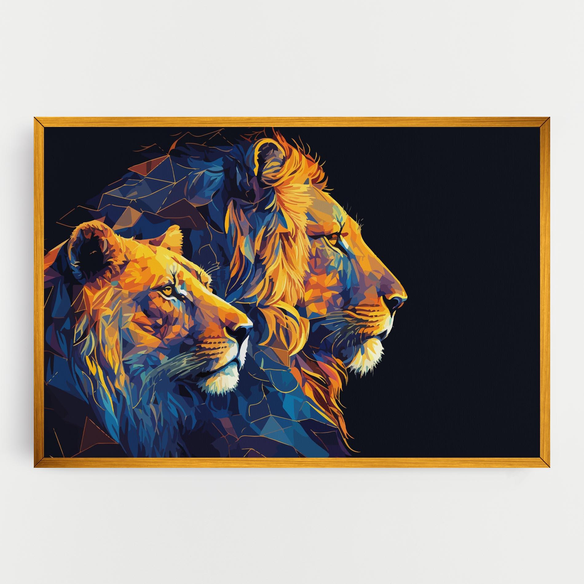 Картина на платно Orange Blue Lion mockup 0