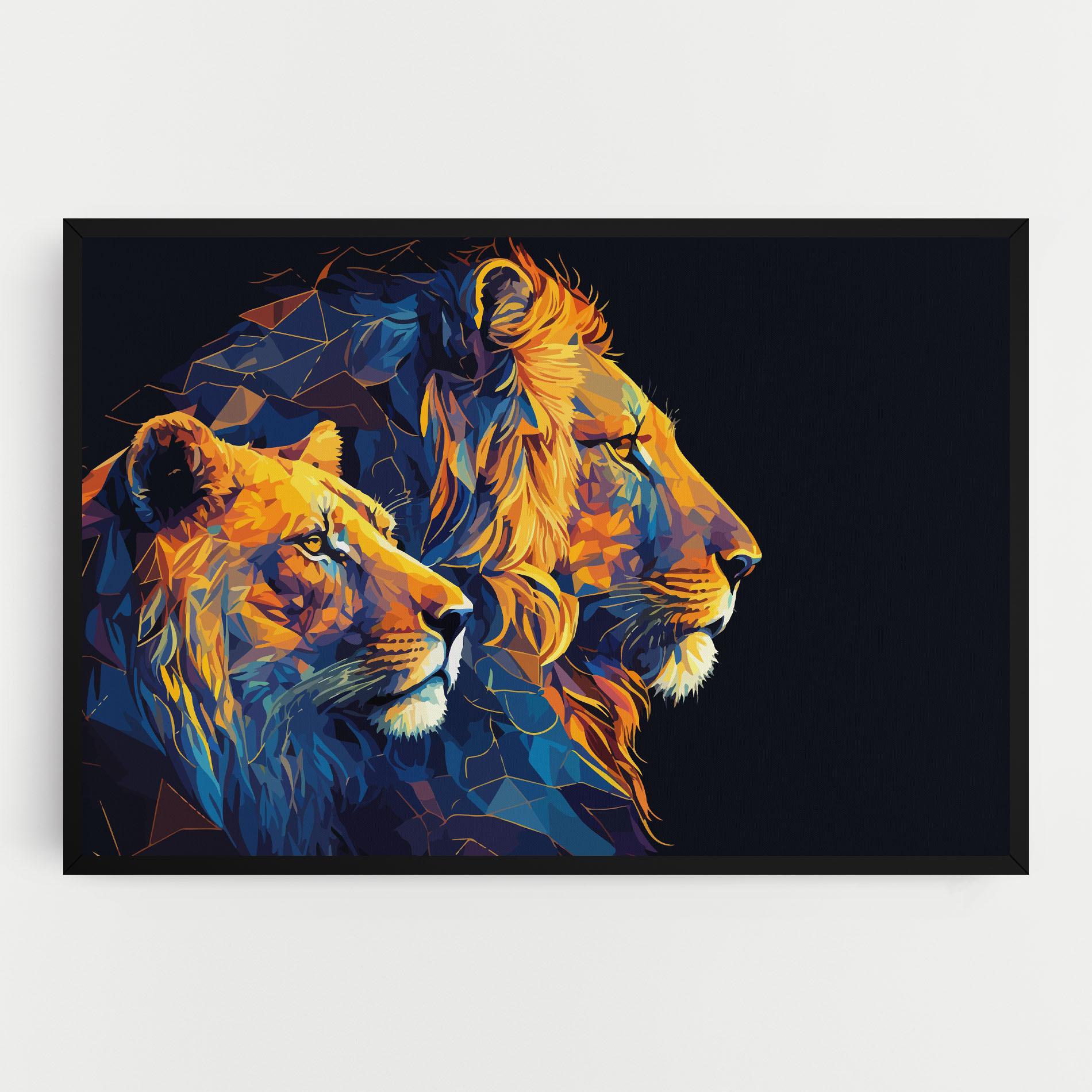 Картина на платно Orange Blue Lion mockup 0