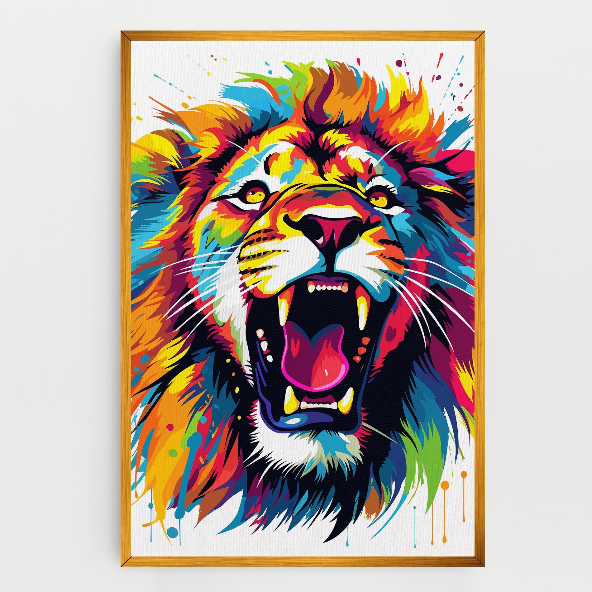 Картина на платно Angry Lion Mix mockup 0