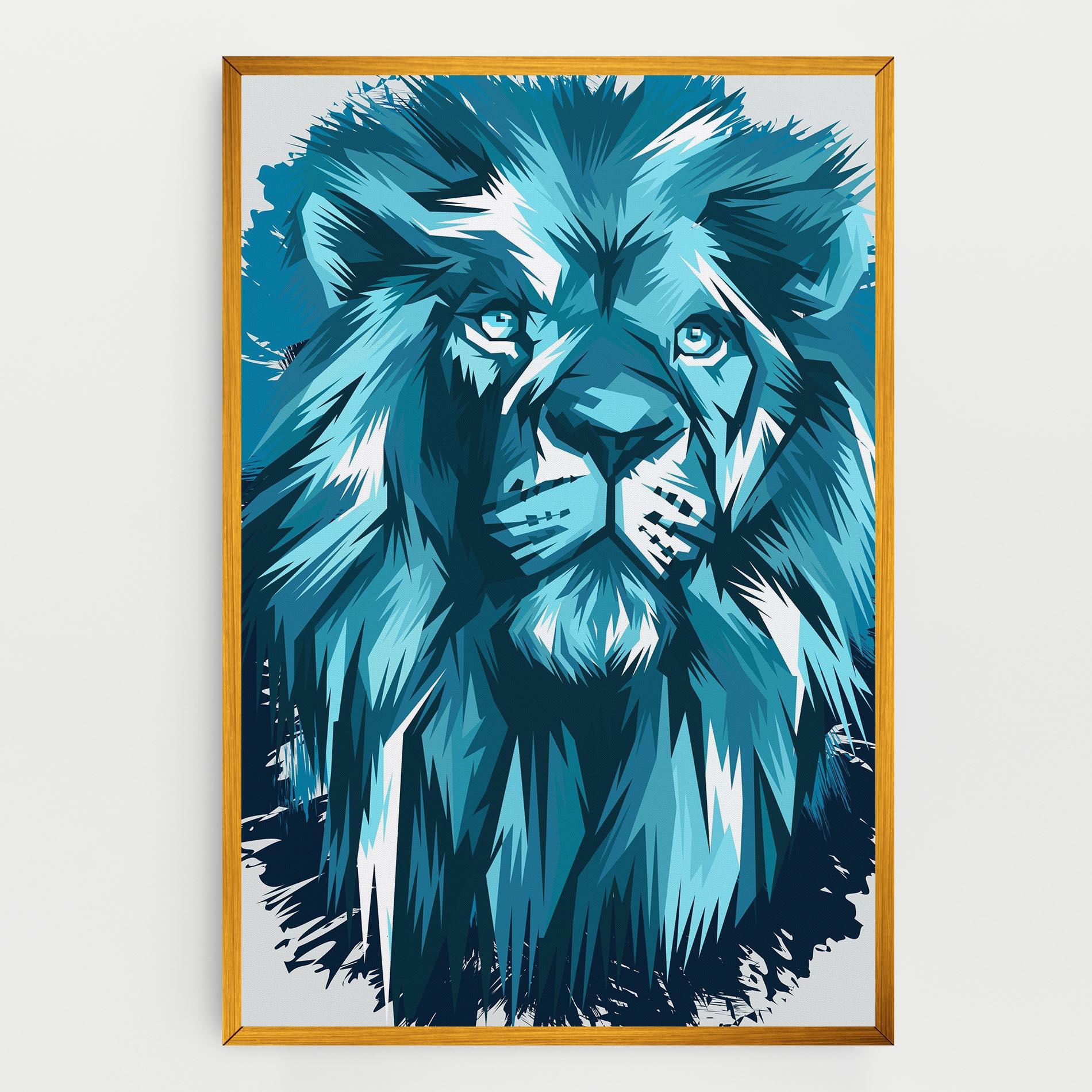 Картина на платно Blue Lion Head mockup 0