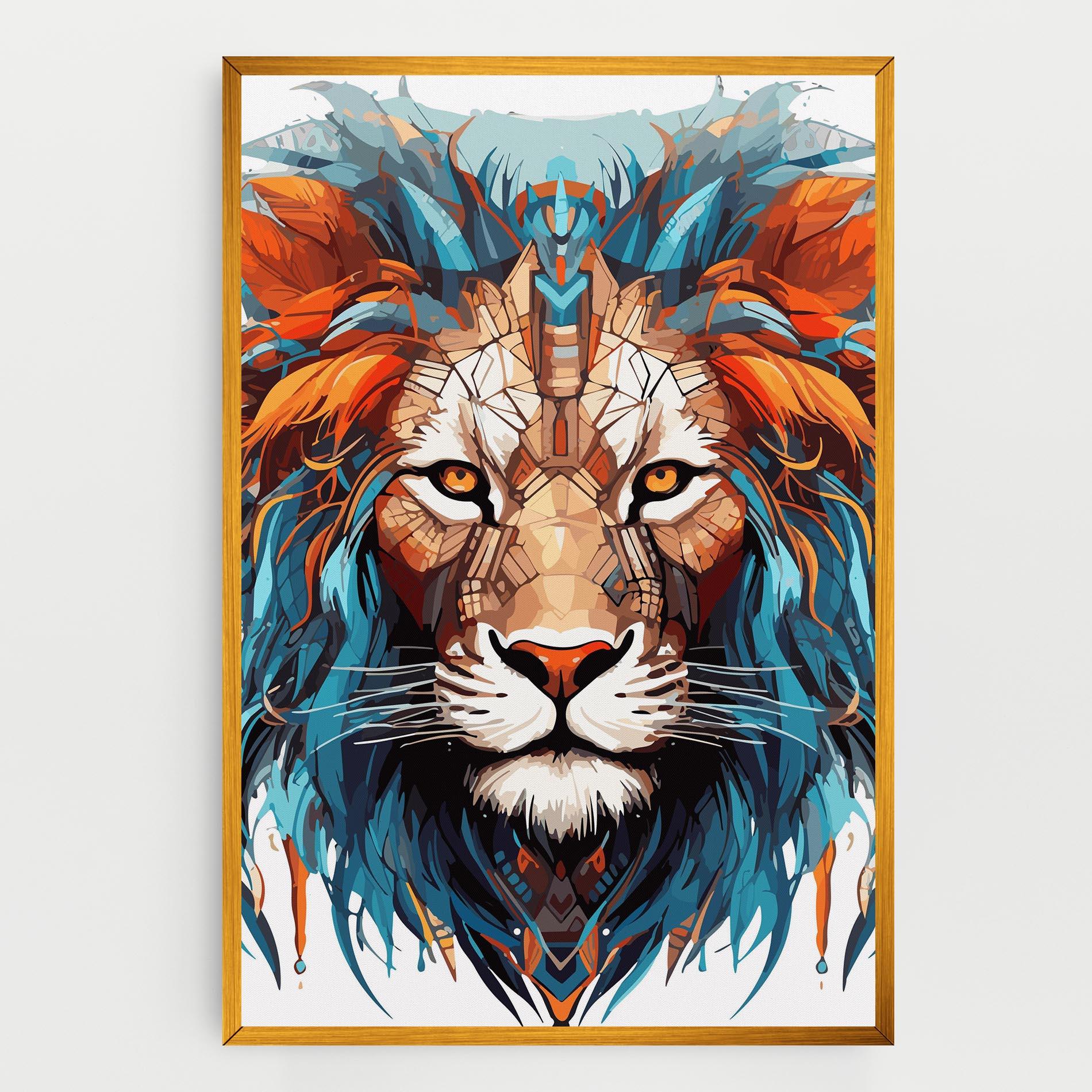 Картина на платно Blue Orange Lion mockup 0