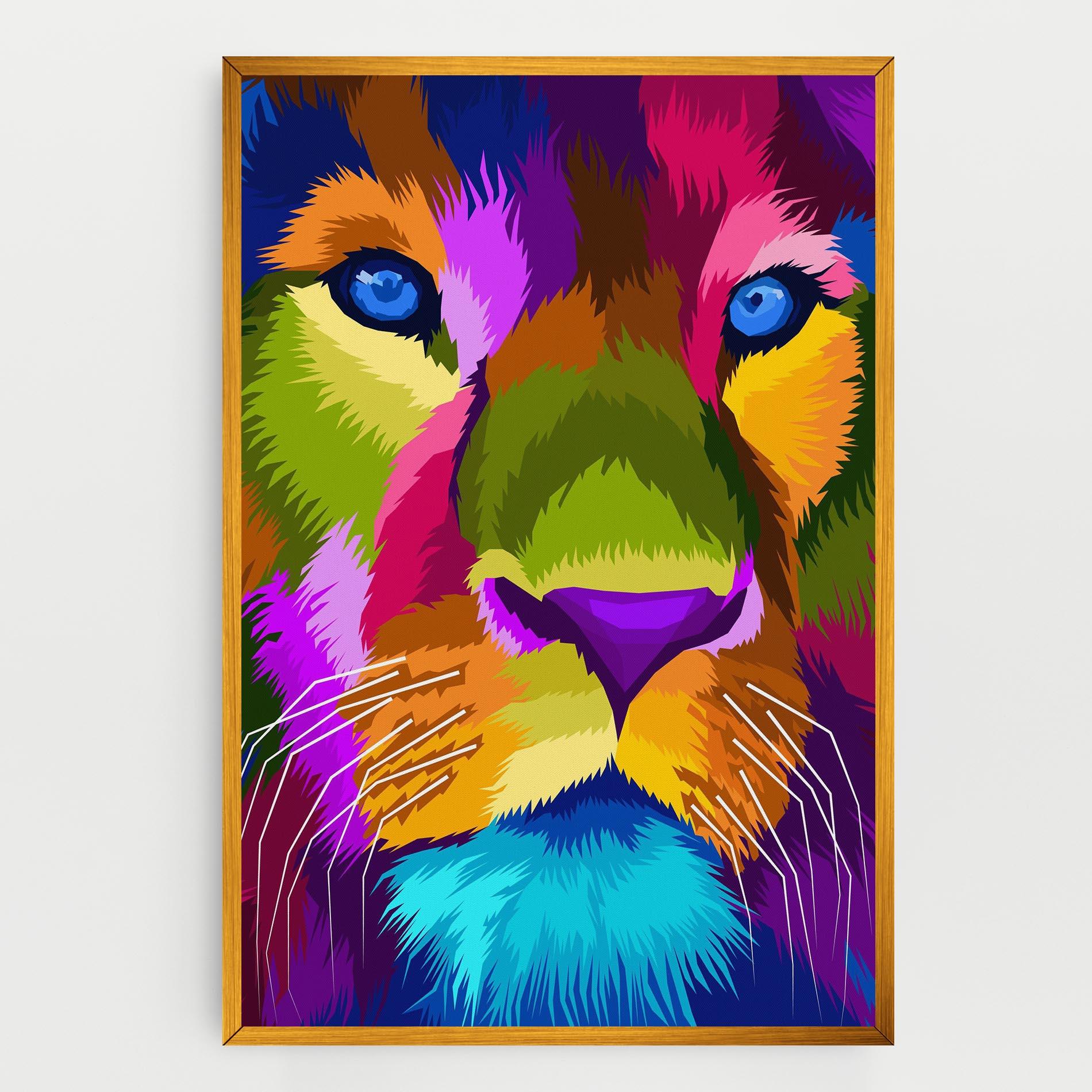 Картина на платно Color Lion Close Up mockup 0